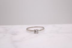 1940's .30 Carat Early Old European Cut Diamond Engagement ring set in Platinum