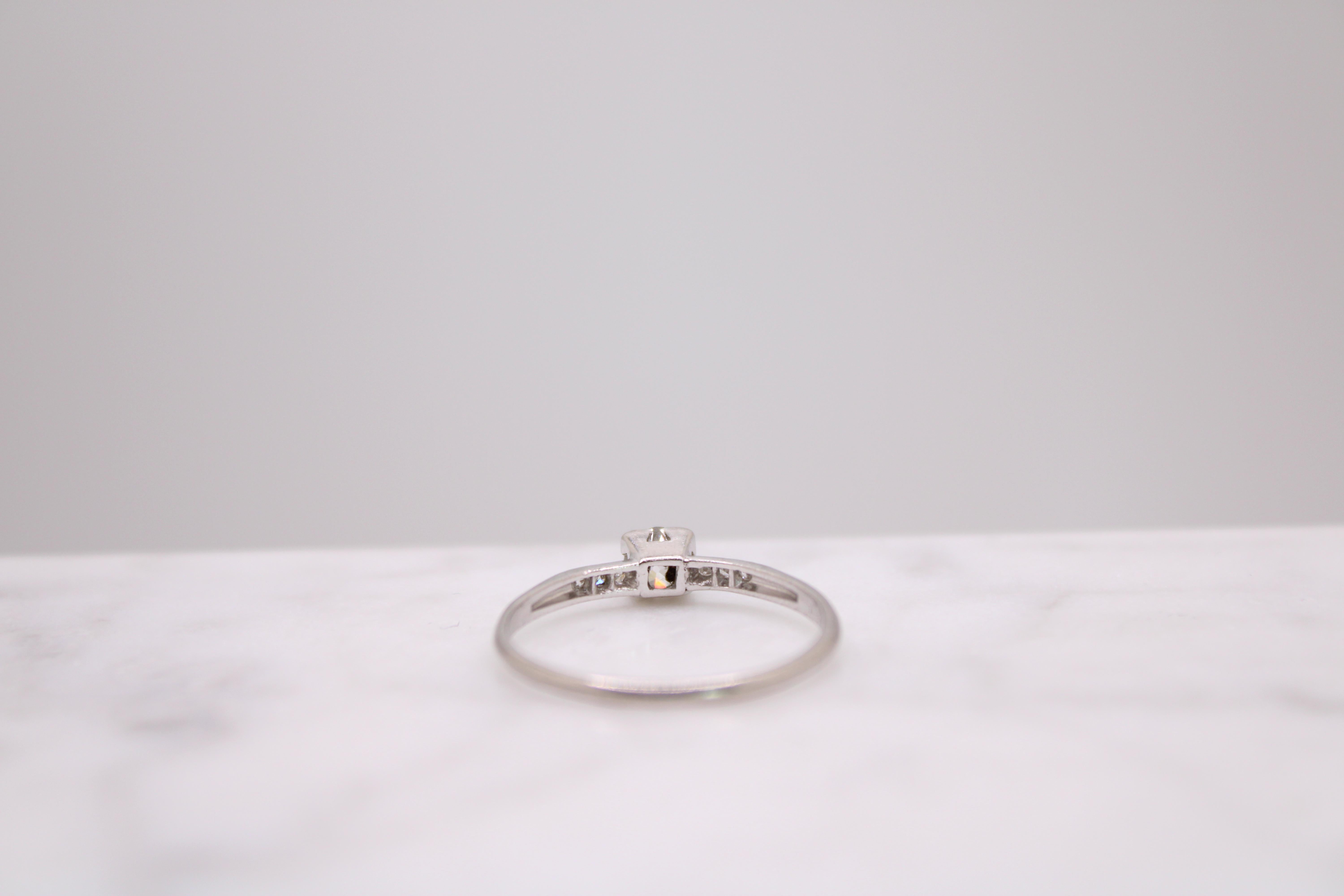 1940's .30 Carat Early Old European Cut Diamond Engagement ring set in Platinum 2