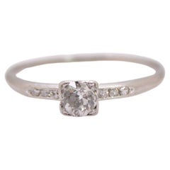 Classic Mid-Century Illusion Set 0.30 Carat Diamond Engagement Ring in Platinum