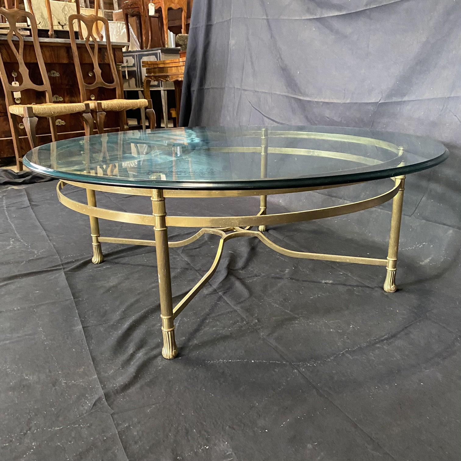 Classic Mid Century Labarge Brass and Glass Coffee Table For Sale 2