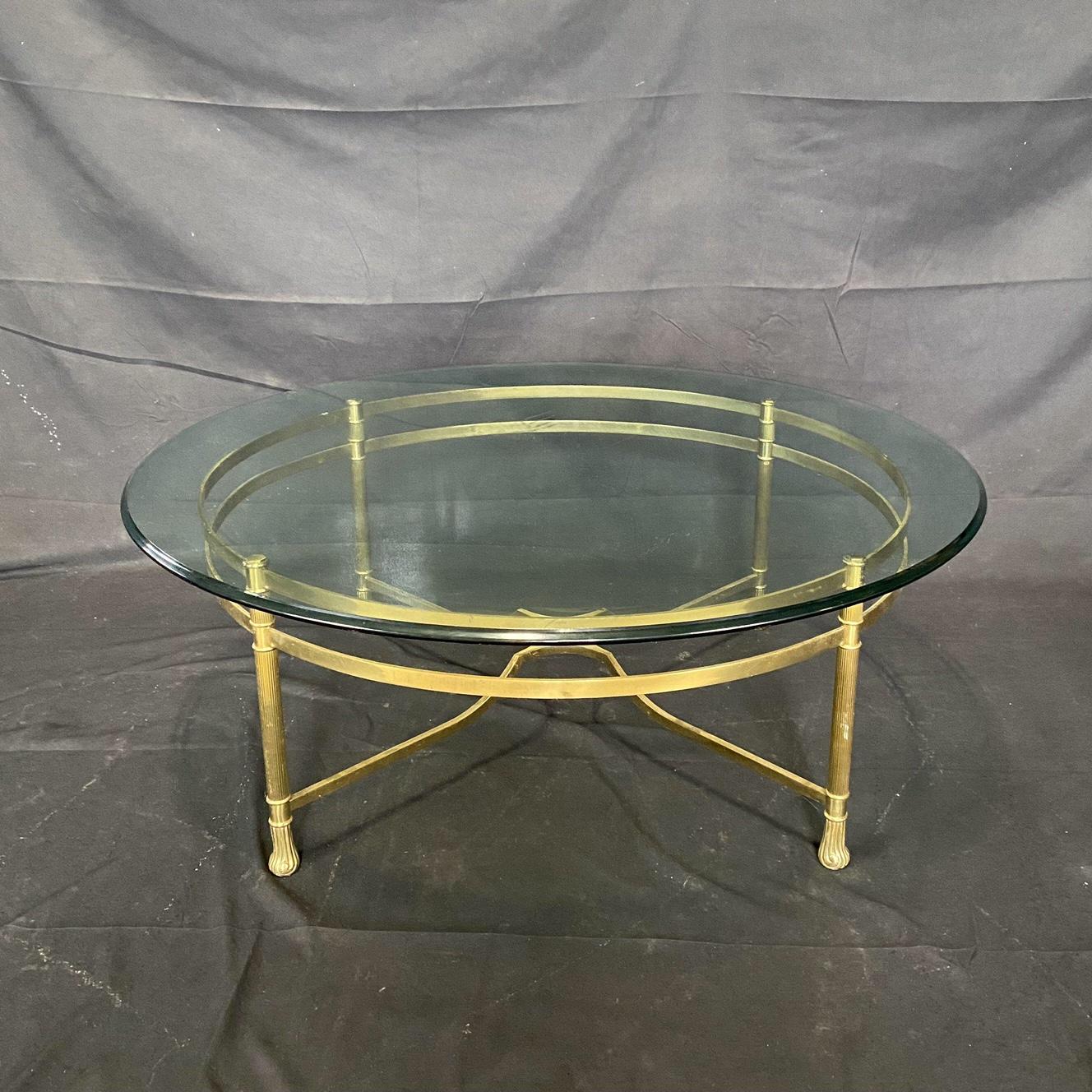 Classic Mid Century Labarge Brass and Glass Coffee Table For Sale 3