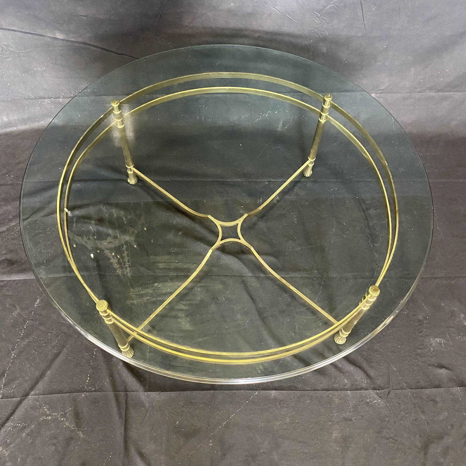 Late 20th Century Classic Mid Century Labarge Brass and Glass Coffee Table For Sale