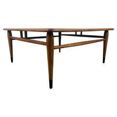 Classic Mid Century Lane Acclaim Square Walnut and Oak Dovetail Coffee Table