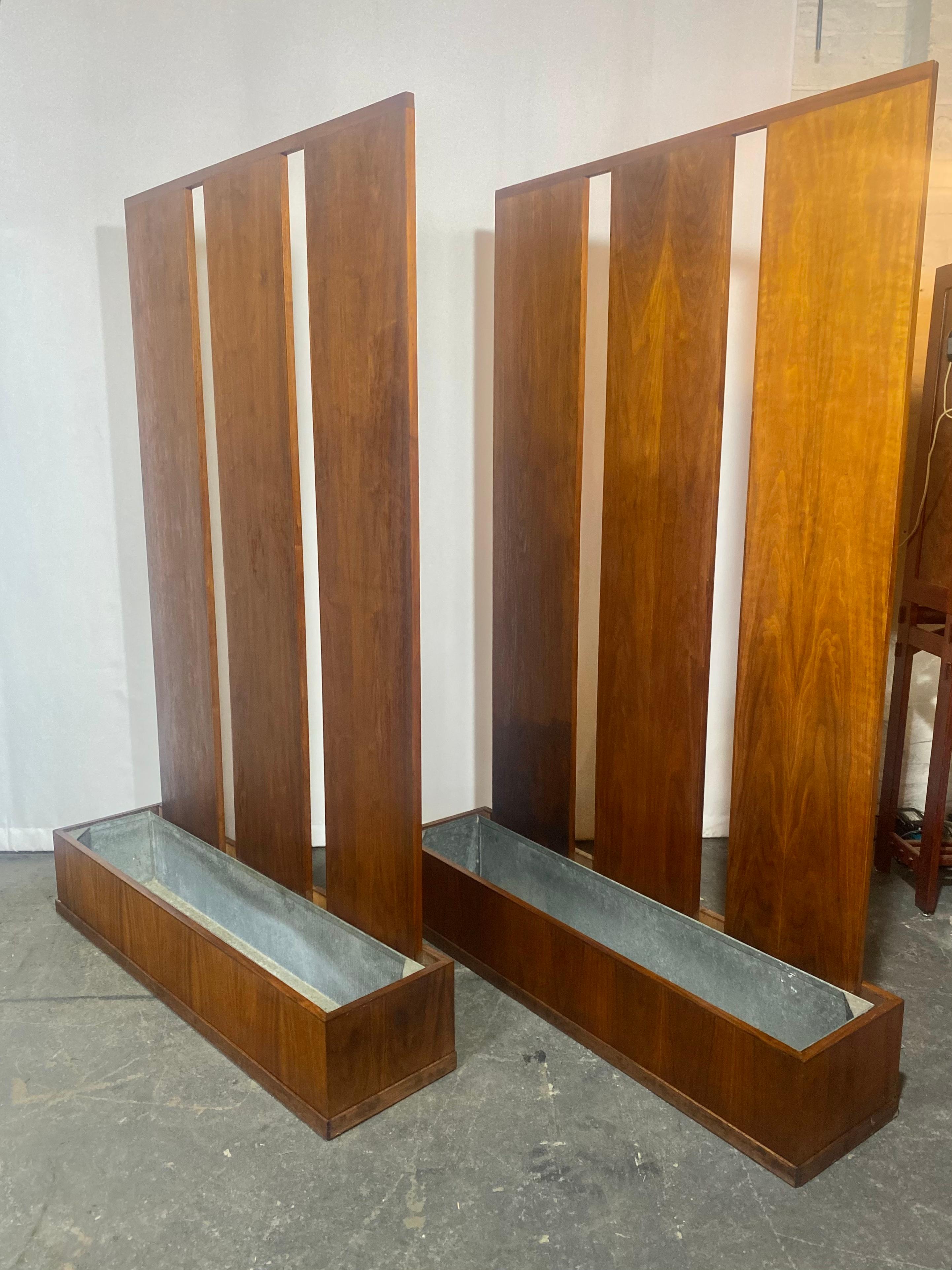 Classic Mid Century Modern Architectural Room Divider's with planter boxes.. Salvaged from an amazing Mid Century ,Classic Ranch Home in Buffalo NY.. Most likely custom built for the home, Wonderful modernist design.Retains original galvanized steel