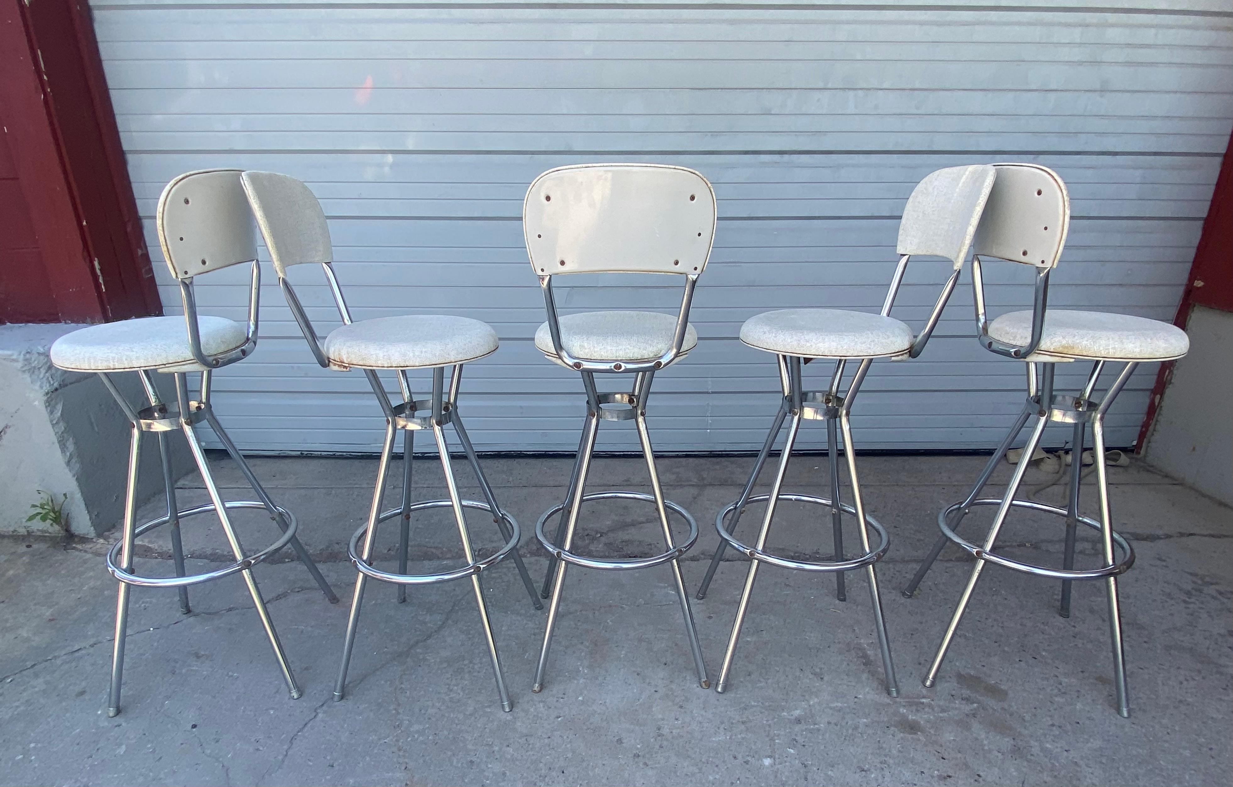 Classic Mid-Century Modern Bar / Counter Swivel Stools, , by COSCO For Sale 6