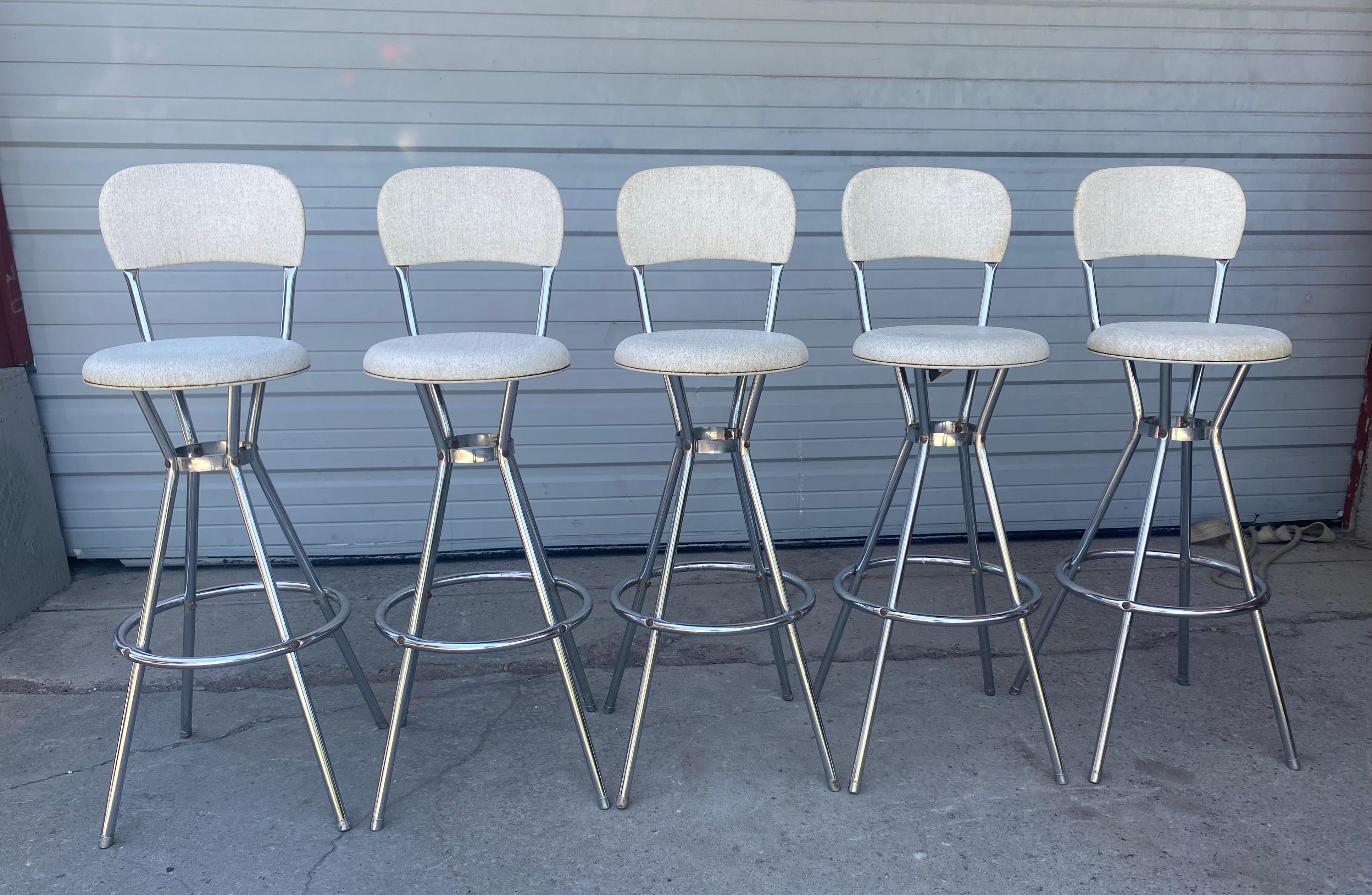 Classic Mid-Century Modern Bar / Counter Swivel Stools, , by COSCO For Sale 9