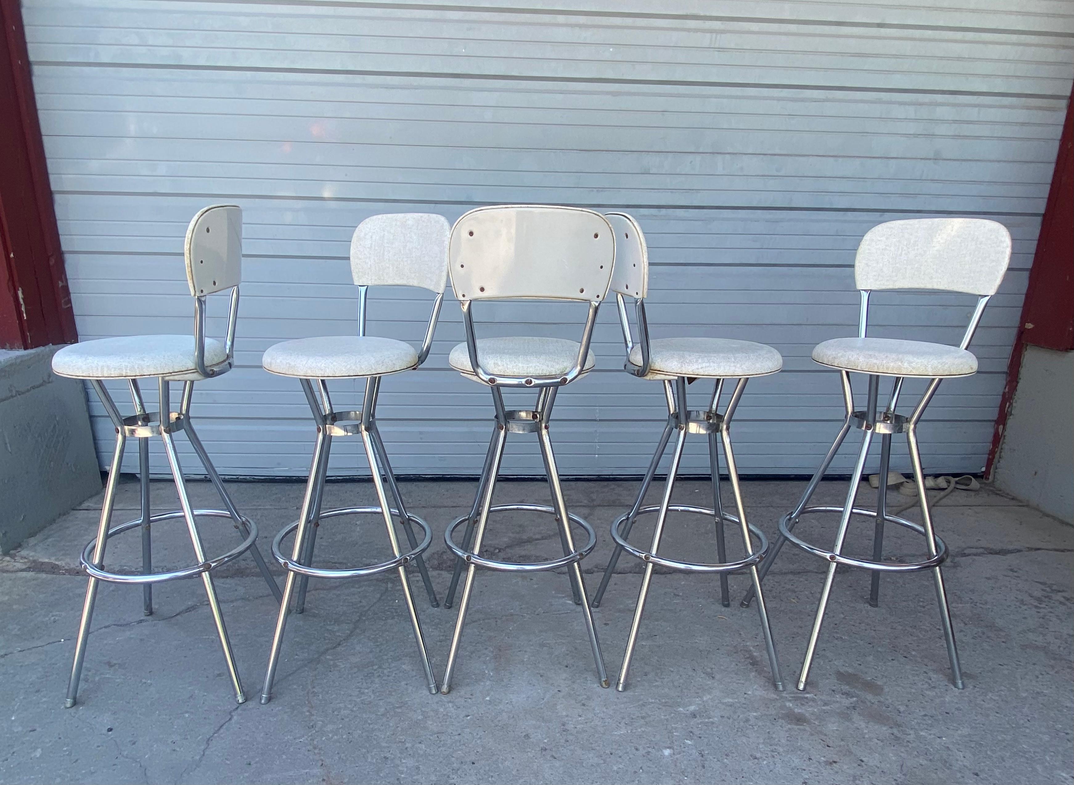 Classic Mid-Century Modern Bar / Counter Swivel Stools, , by COSCO For Sale 10