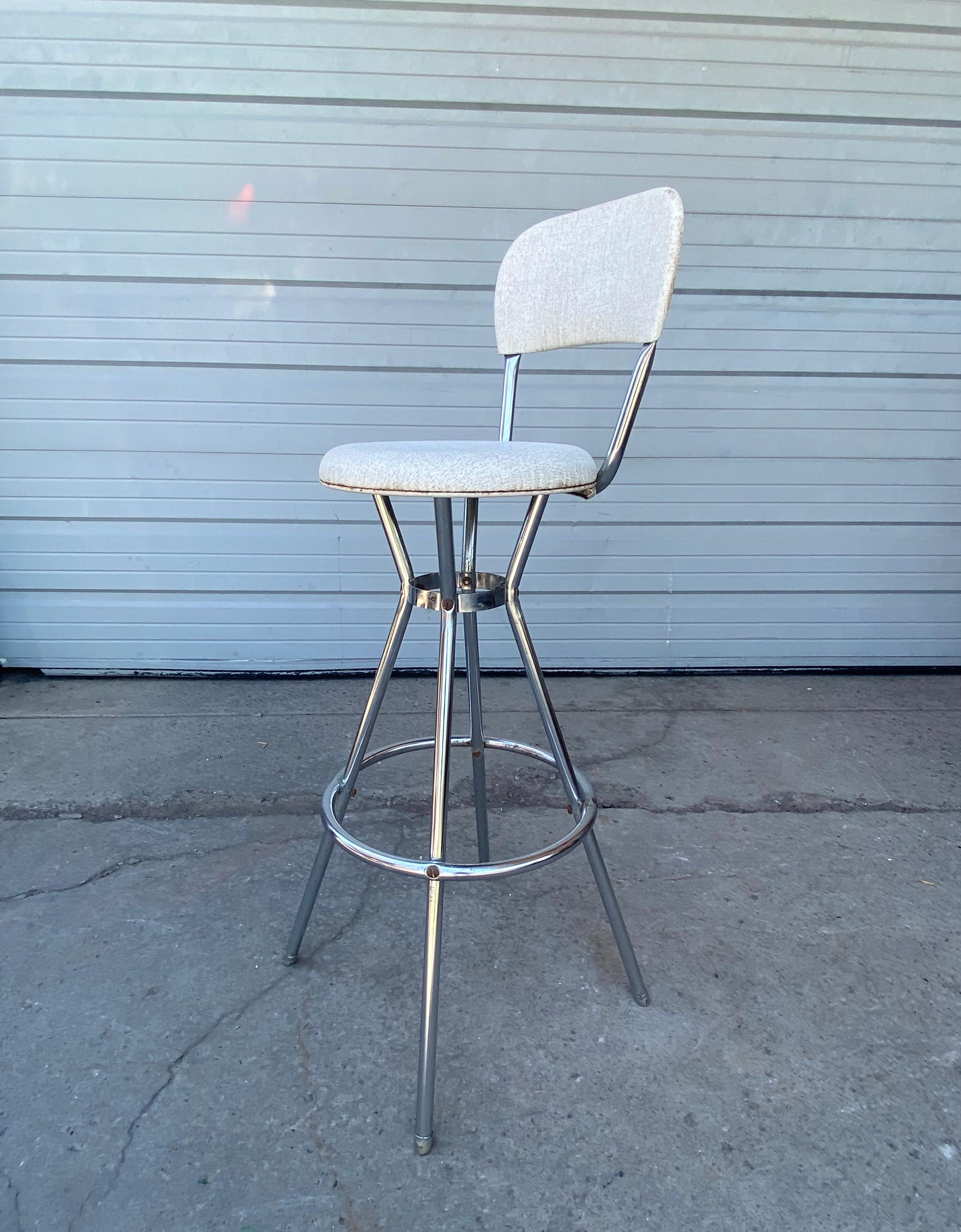 Classic Mid-Century Modern Bar / Counter swivel Stools,,by Cosco. Super stylish, Nice quality and construction, Really nice original condition. Hand delivery avail to New York City or anywhere en route from Buffalo NY.