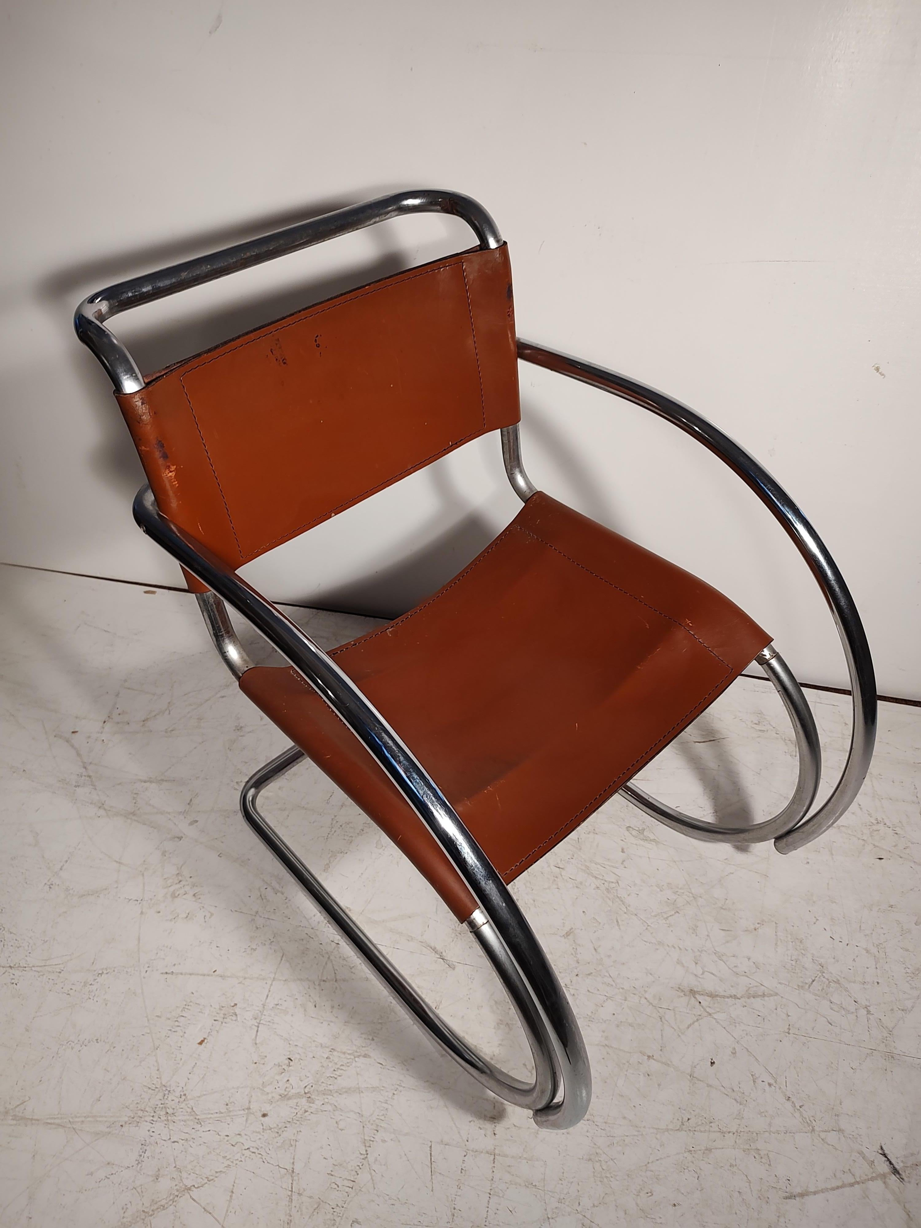 Late 20th Century Classic Mid-Century Modern Bauhaus Style MR20 Chair by Ludwig Mies Van Der Rohe