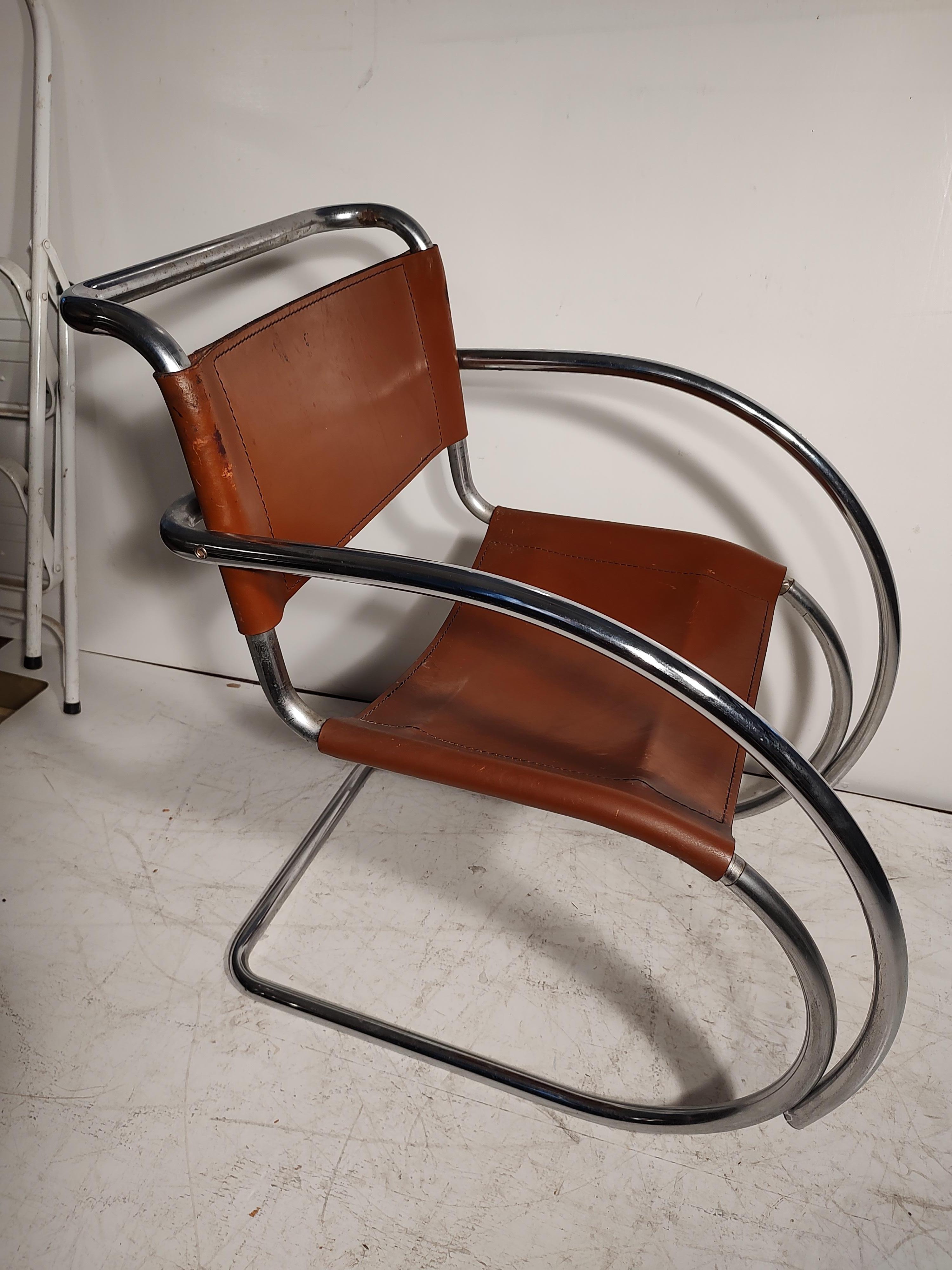 Steel Classic Mid-Century Modern Bauhaus Style MR20 Chair by Ludwig Mies Van Der Rohe