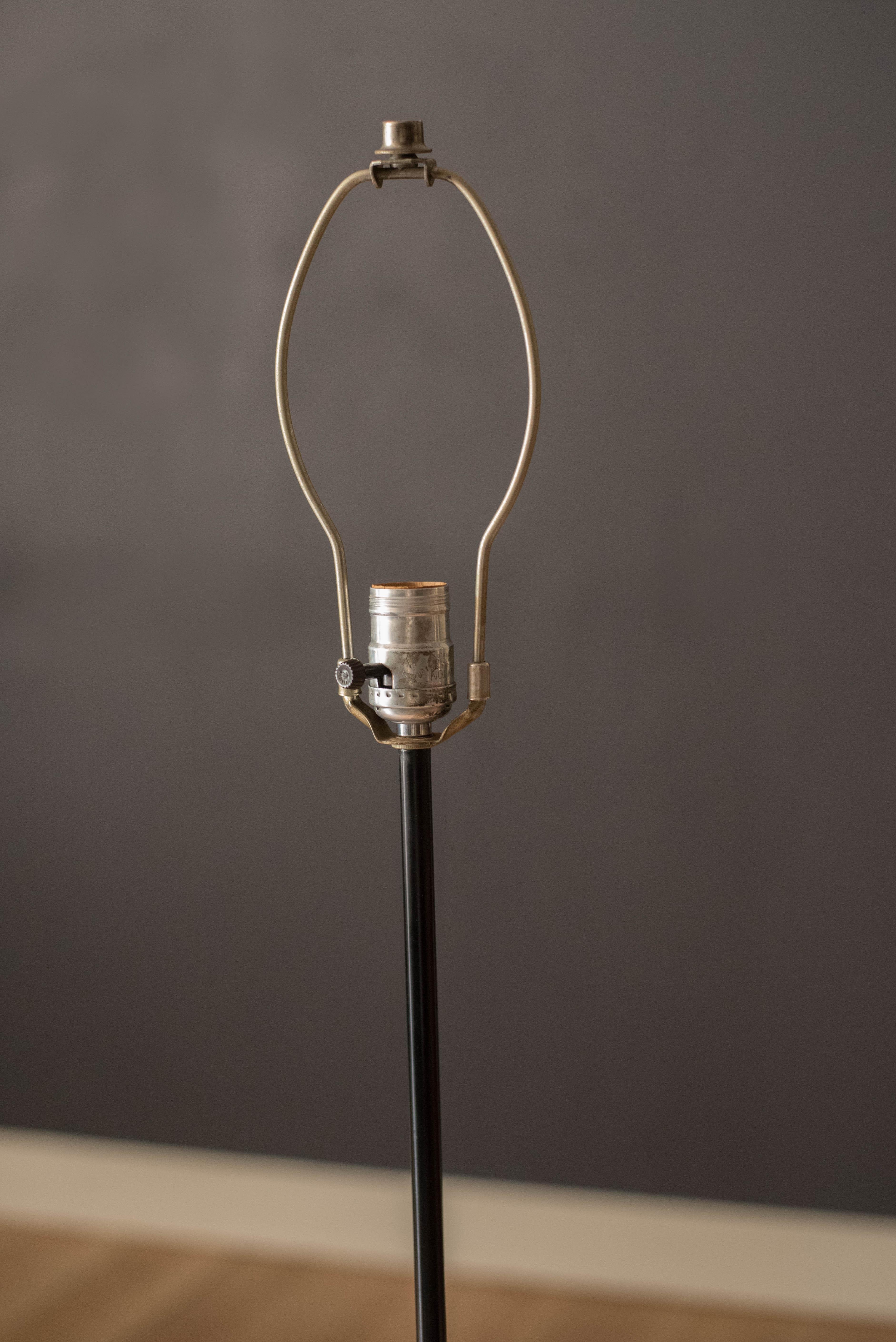 Classic Mid Century Modern Black Metal Floor Lamp In Good Condition For Sale In San Jose, CA