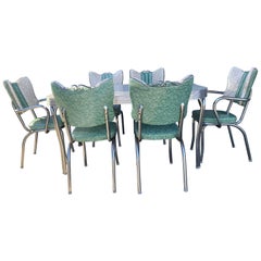 Retro Classic Mid-Century Modern Chrome Dinette / Kitchen Set with 2 Captains Chairs