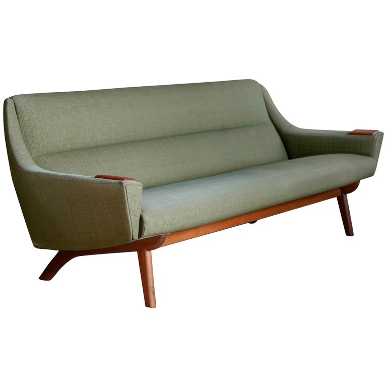 Clic Mid Century Modern Danish 1950s Sofa In Wool And Teak By Nm Horsens