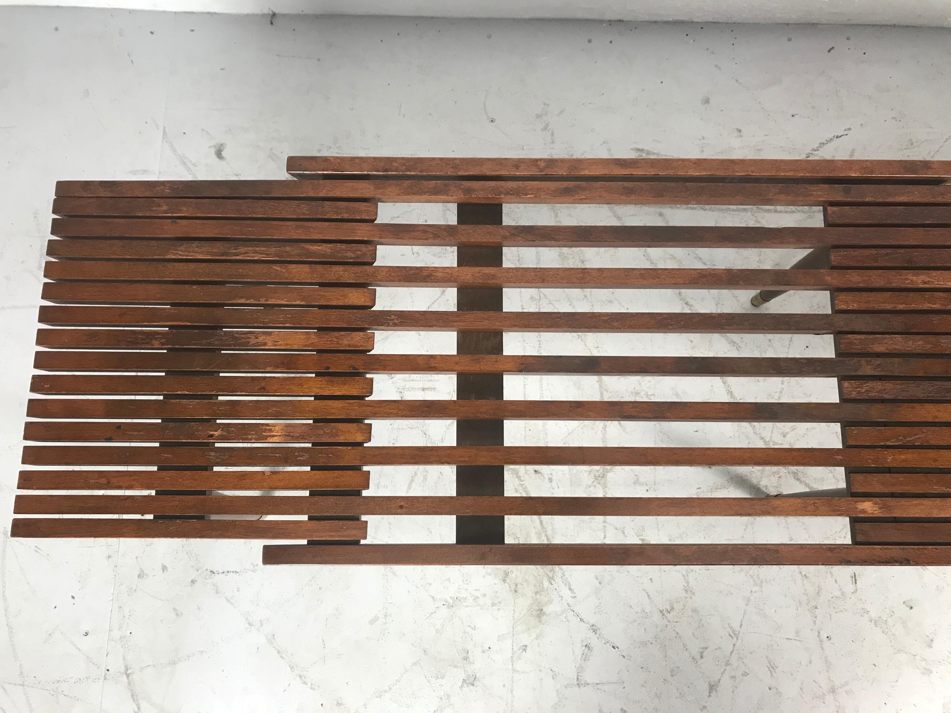 Classic Mid-Century Modern Expandable Slat Bench/ Table, Made in Italy 2