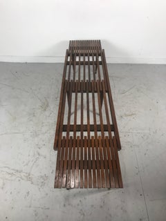 Classic Mid-Century Modern Expandable Slat Bench/ Table, Made in Italy