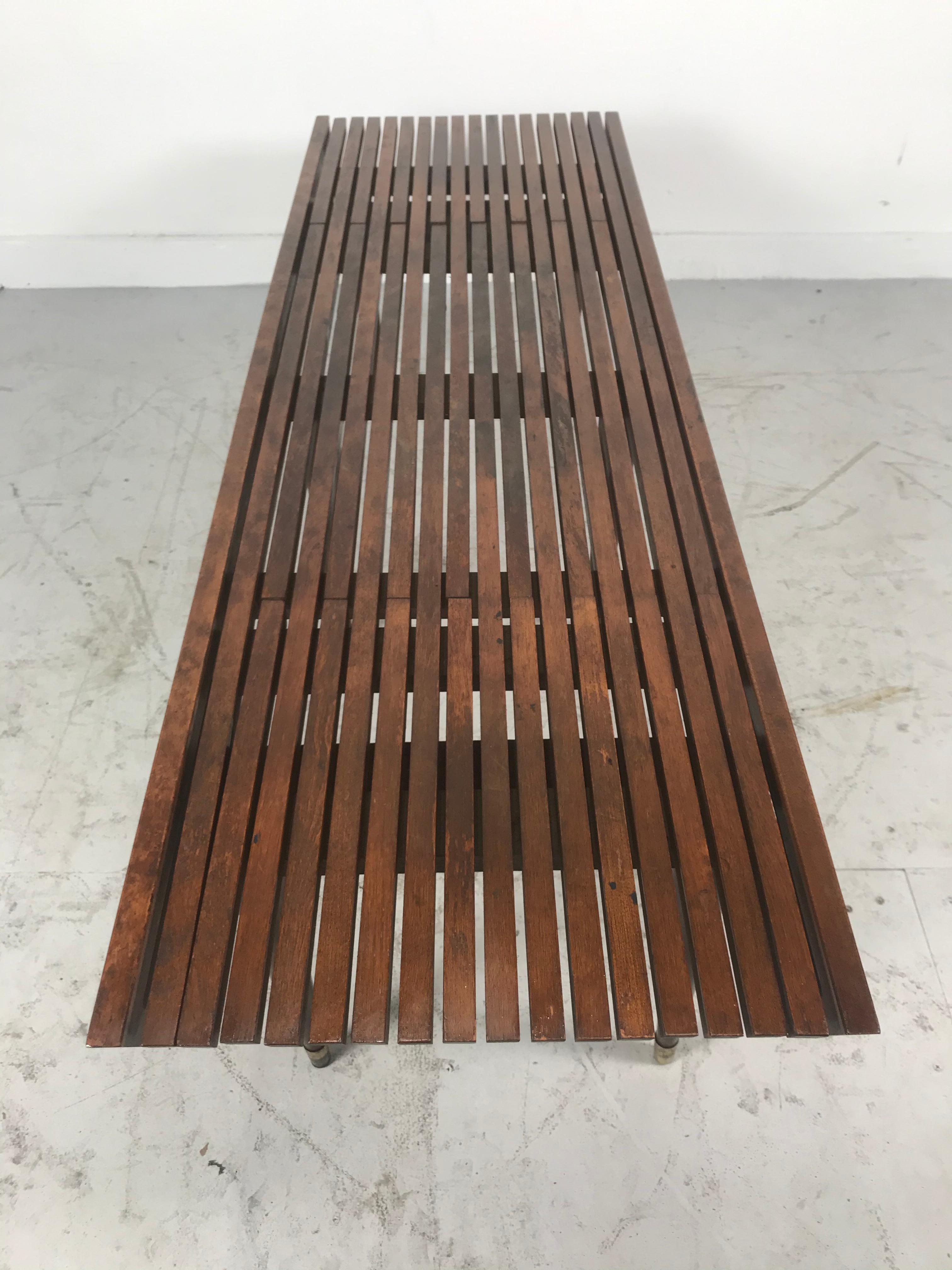 mid century expandable slat bench