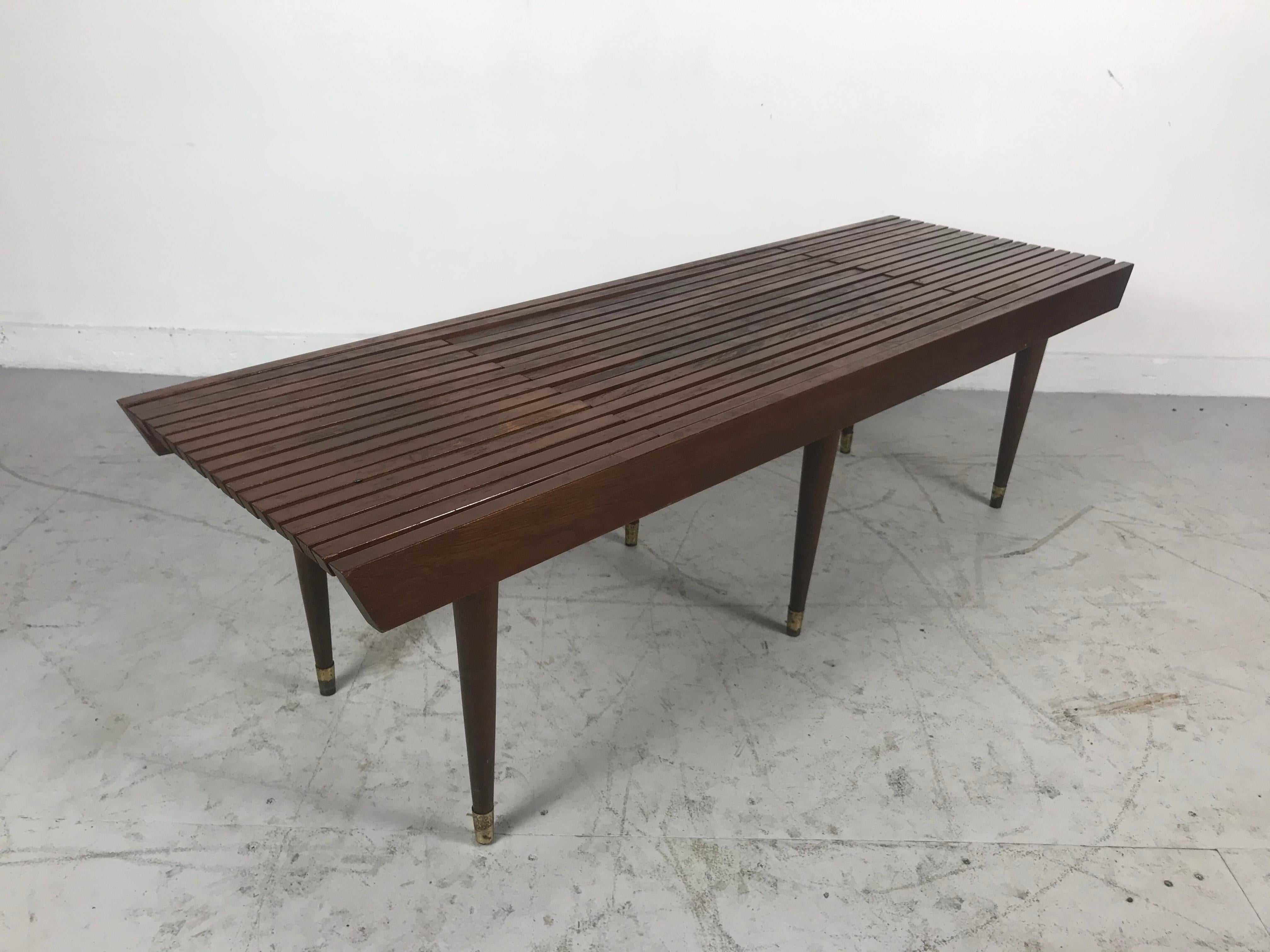 Italian Classic Mid-Century Modern Expandable Slat Bench/ Table, Made in Italy