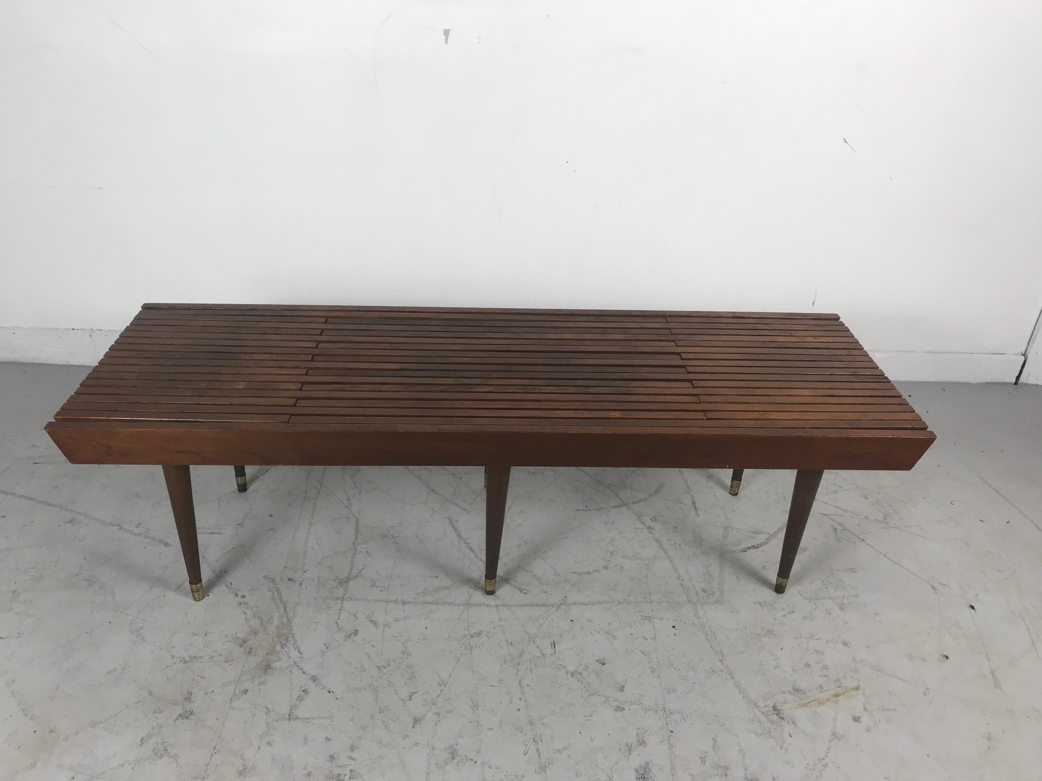 Brass Classic Mid-Century Modern Expandable Slat Bench/ Table, Made in Italy