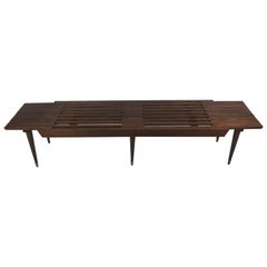 Classic Mid-Century Modern Expandable Slat Bench/ Table, Made in Italy