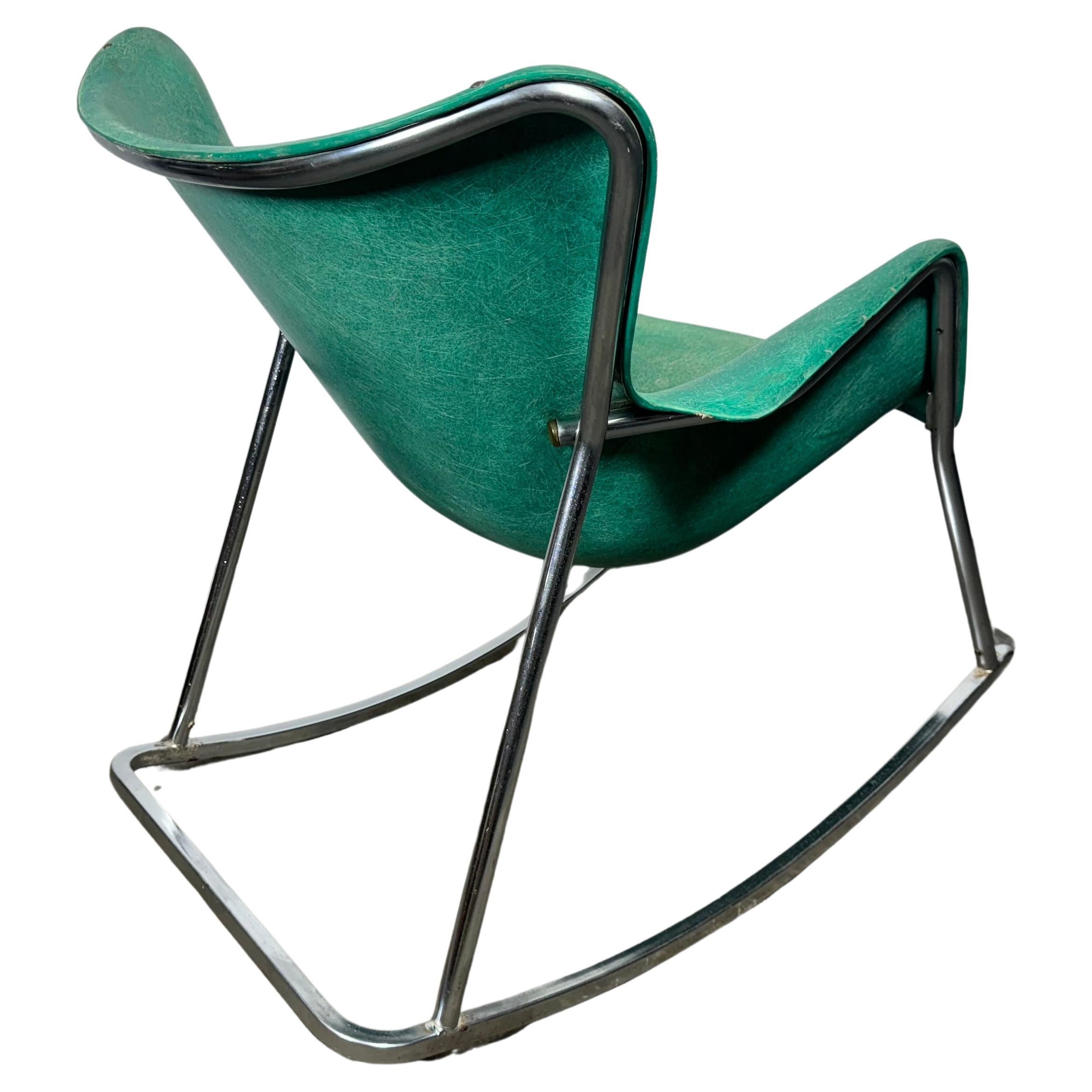 Classic Mid Century Modern Fiberglass Rocking Lounge Chair by Lawrence Peabody