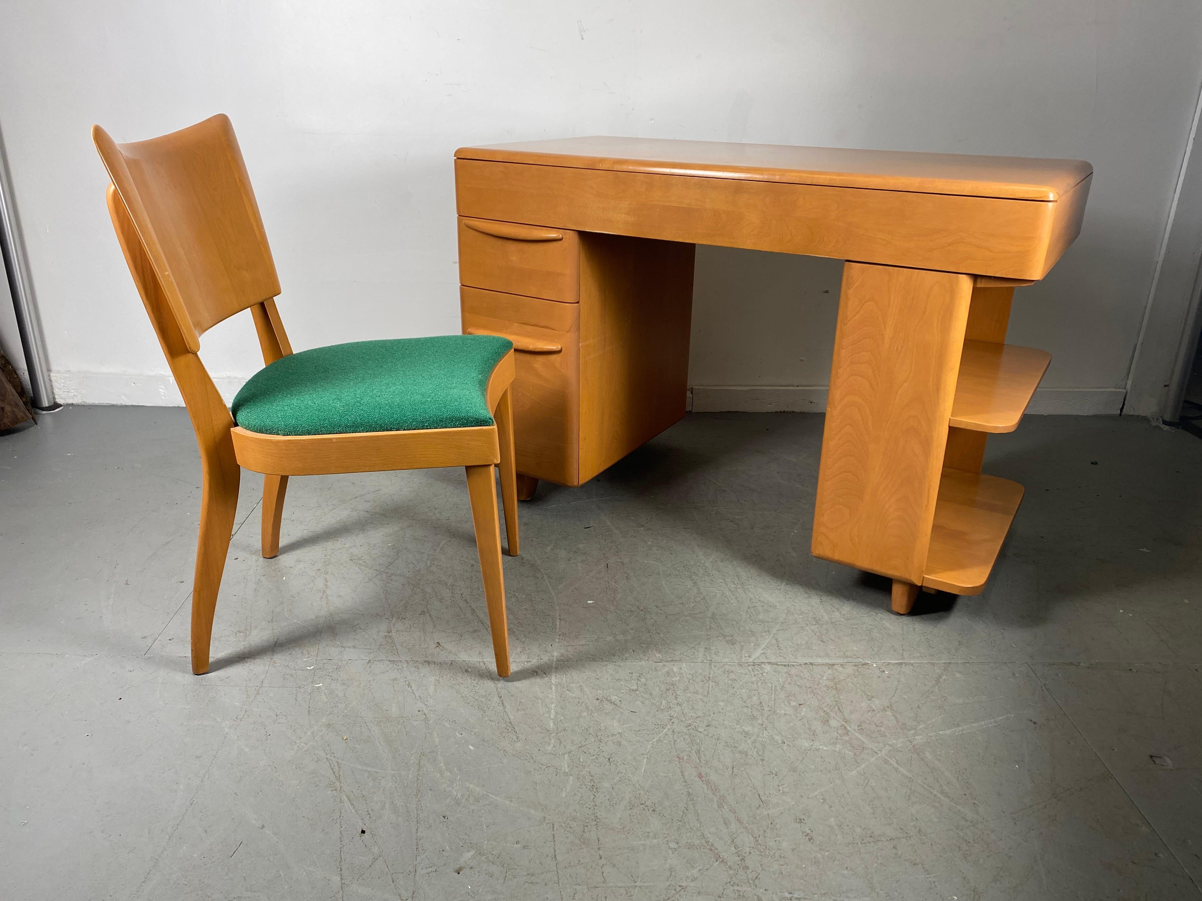 Mid-Century Modern Classic Mid Century Modern Heywood Wakefield Desk and Chair, Bookcase Side