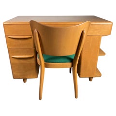 Classic Mid Century Modern Heywood Wakefield Desk and Chair, Bookcase Side