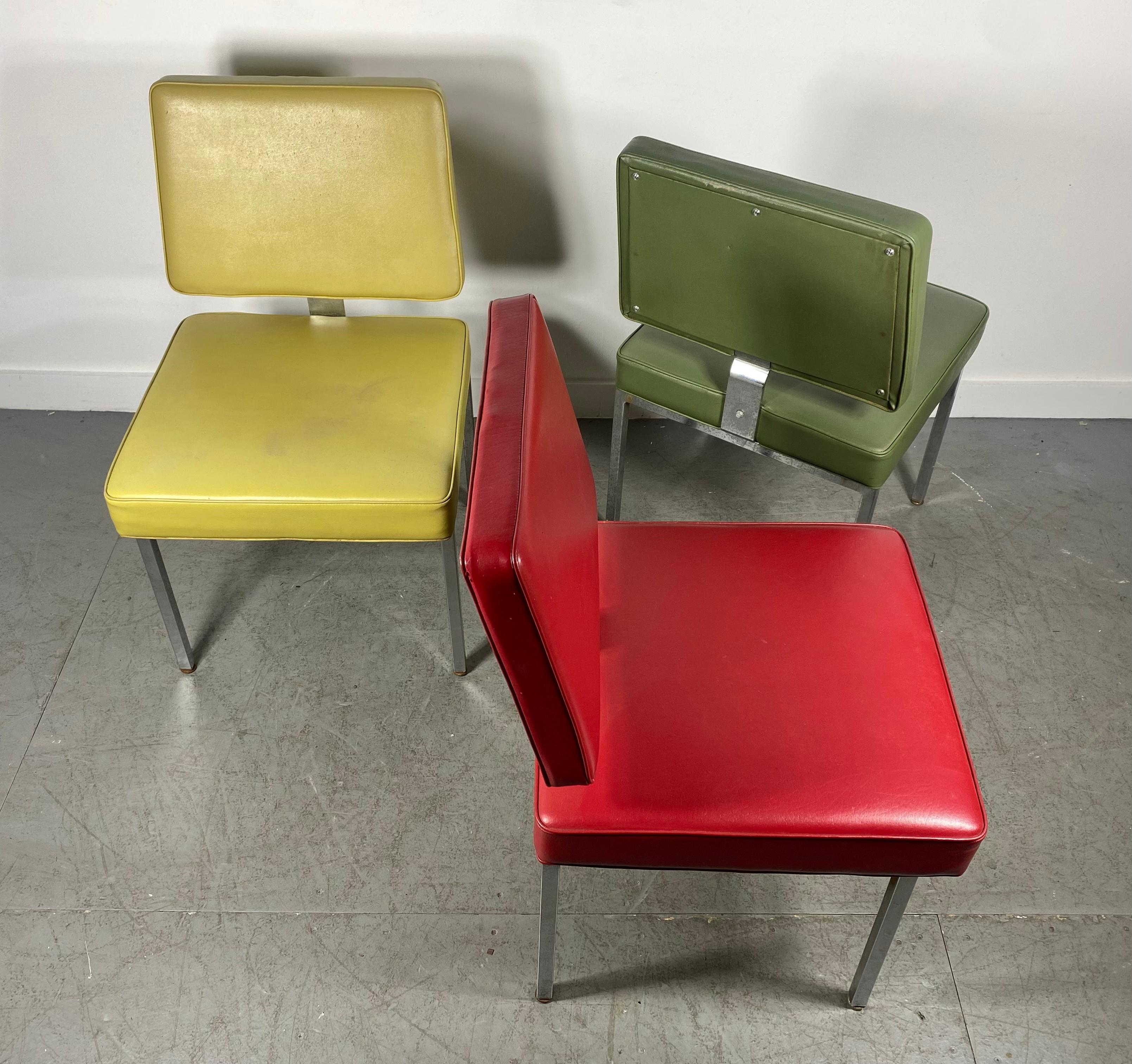 Classic Mid-Century Modern Knoll Style Chrome Side Chairs / Signore Inc In Good Condition For Sale In Buffalo, NY
