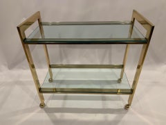 Classic Mid-Century Modern Mastercraft Brass and Glass Barcart