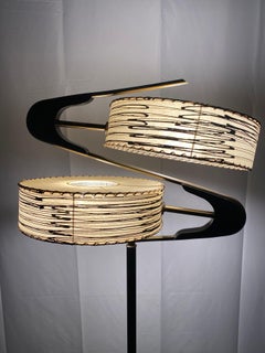 Classic Mid Century Modern Parchment shades floor lamp. "Z' Lamp by Majestic