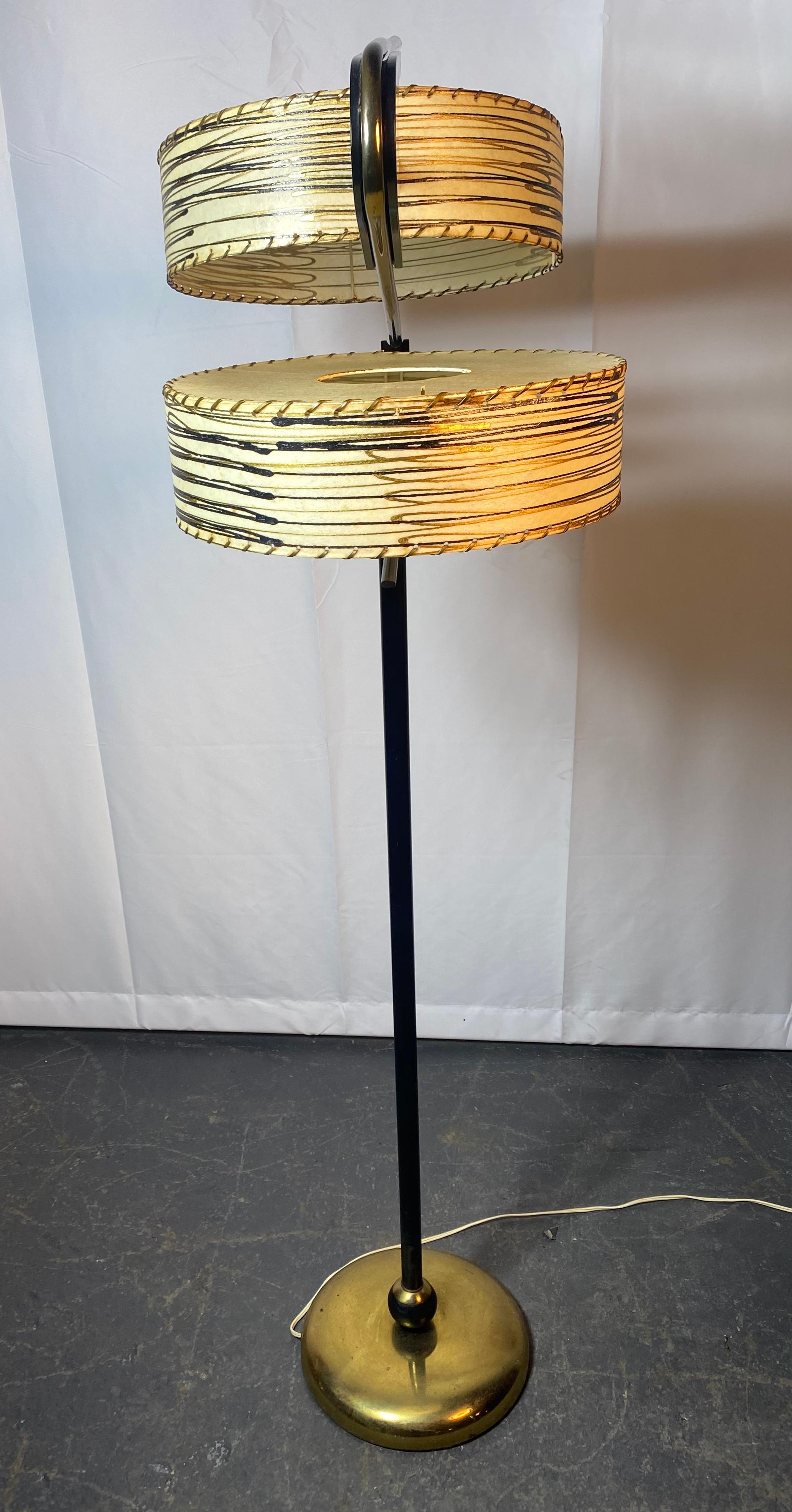 Classic Mid Century Modern Parchment shades floor lamp. 