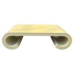 Classic Mid Century Modern Scroll Coffee Table in the Style of Karl Springer