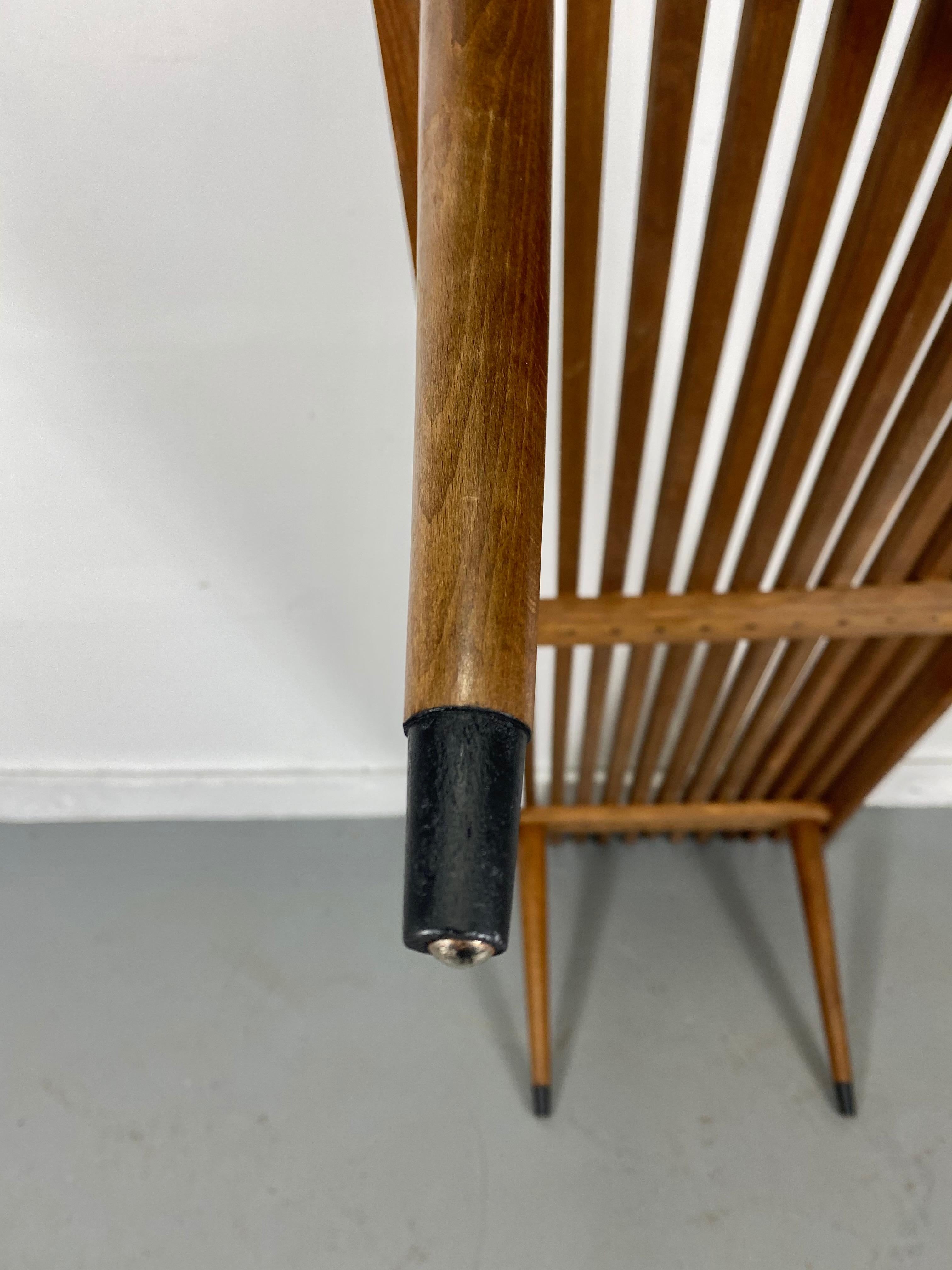 Classic Mid-Century Modern Slat Bench/ Table with Tapered Legs, 1960's 3