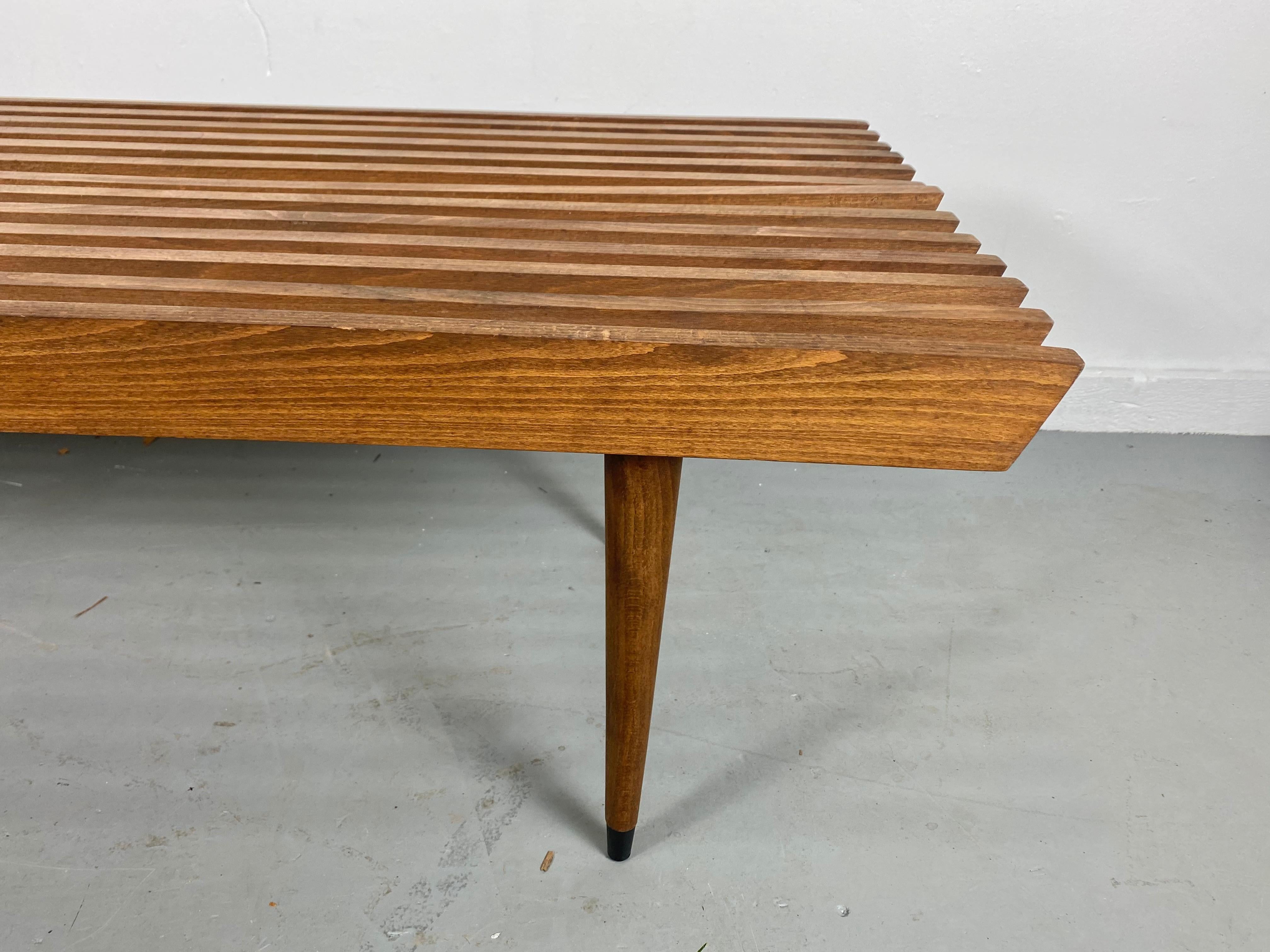 Italian Classic Mid-Century Modern Slat Bench/ Table with Tapered Legs, 1960's