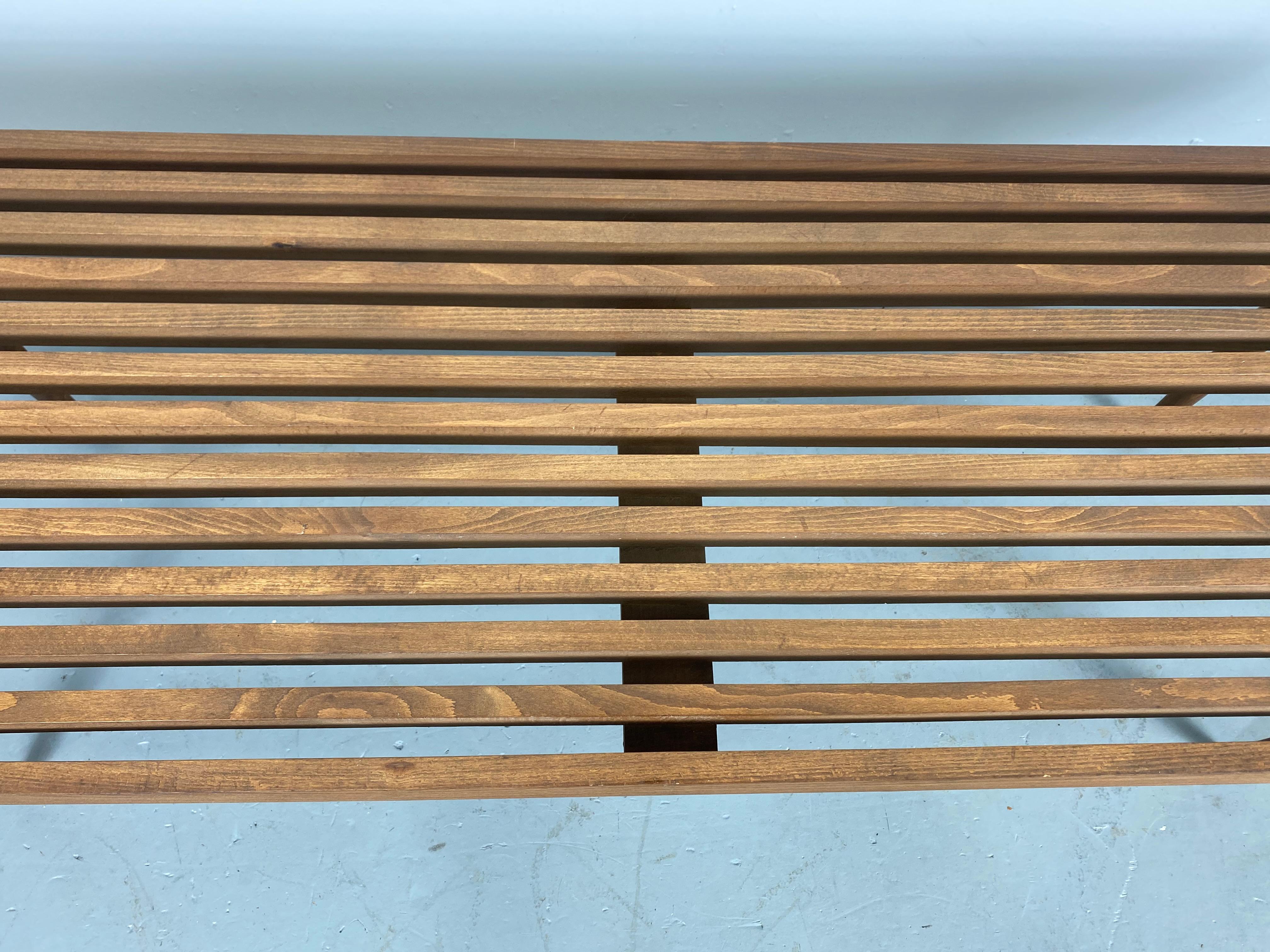 Classic Mid-Century Modern Slat Bench/ Table with Tapered Legs, 1960's In Good Condition In Buffalo, NY