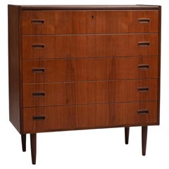 Classic Mid Century Modern Teak Tall Boy Dresser