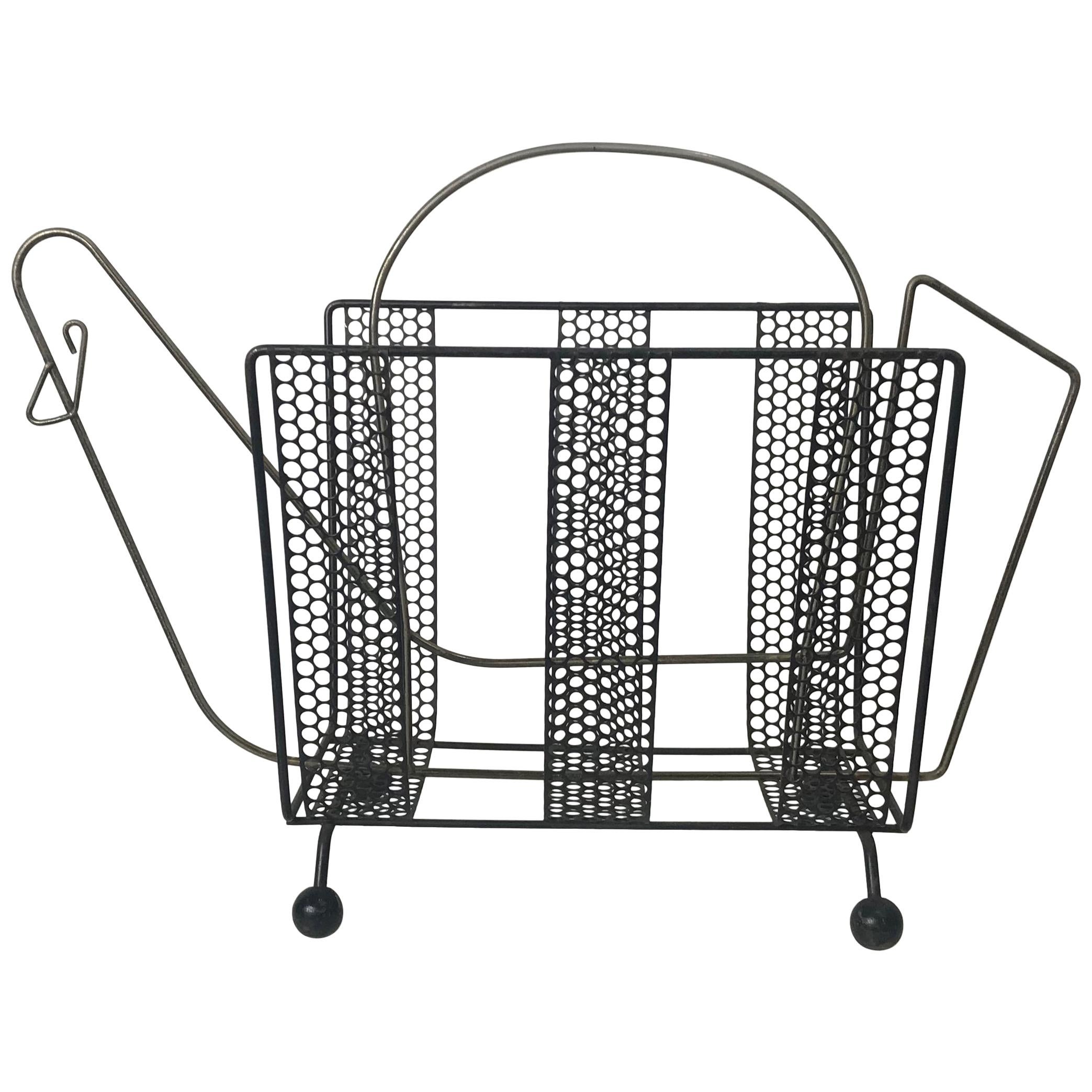 Classic Mid-Century Modern Wire Iron "Chicken" Themed Magazine Rack