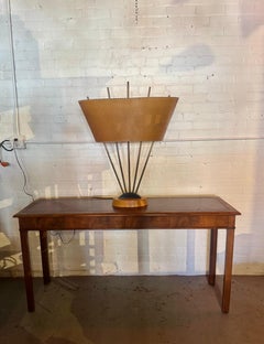 Classic Mid Century Modern Wood and Brass Table Lamp / Majestic Lamp Co.