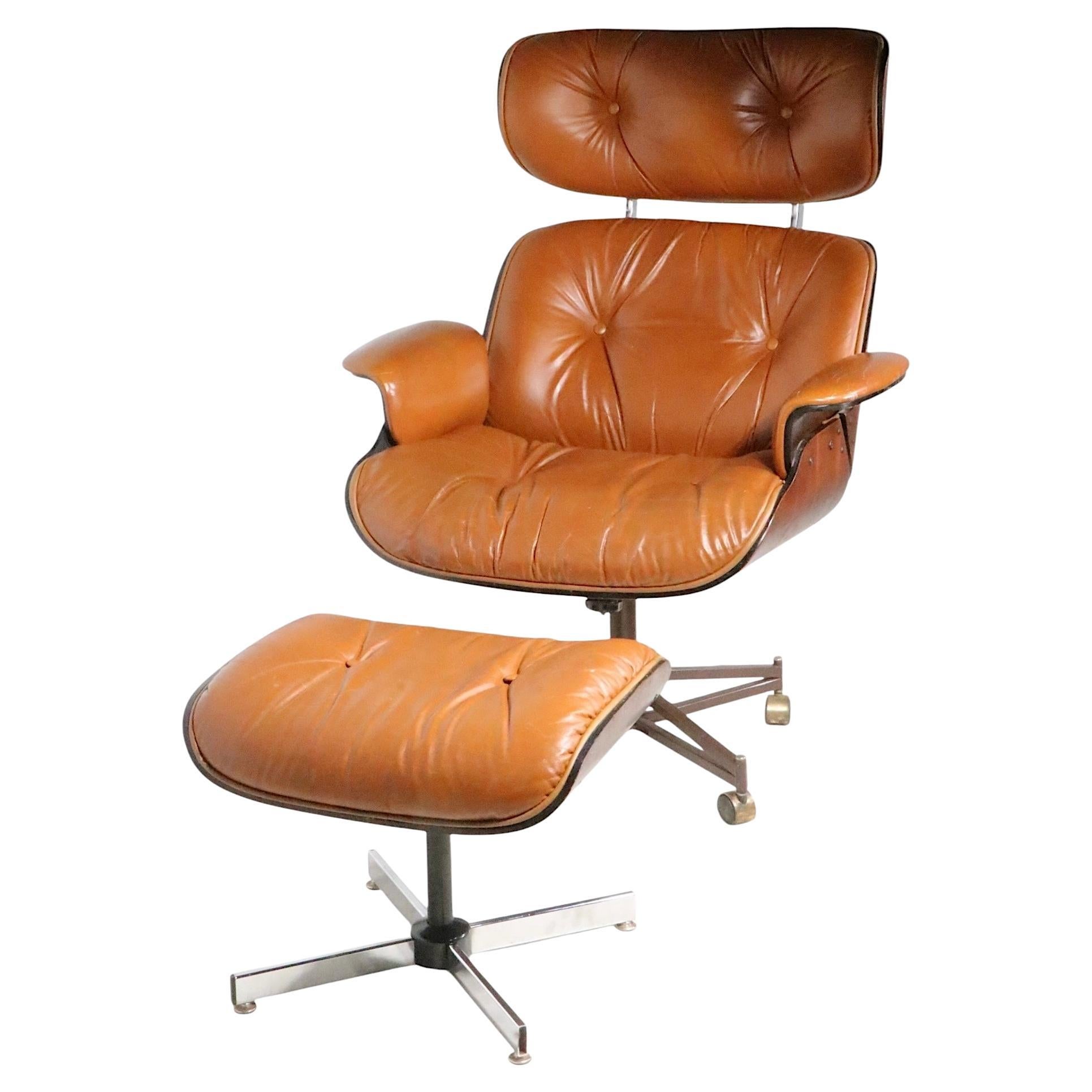 Classic Mid Century Plycraft Lounge Chair and Ottoman