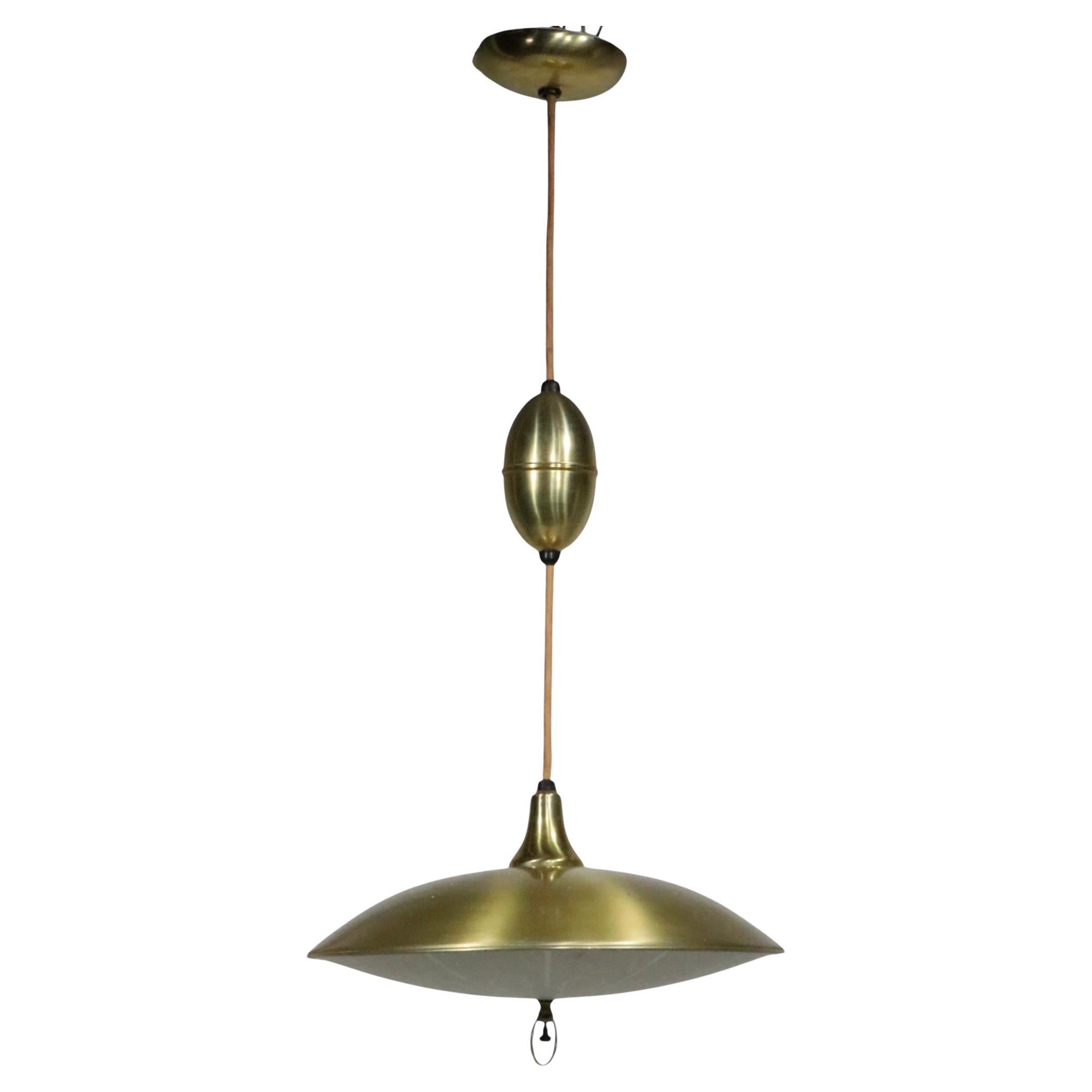 Classic Mid Century Pull Down Saucer Disk Chandelier Pendant Light
