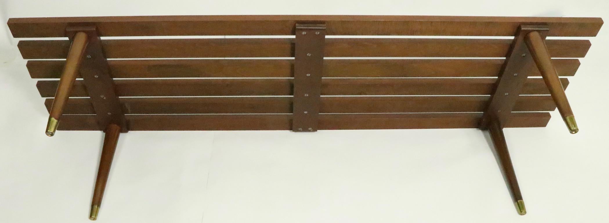 Wood Classic Mid Century Slat Bench Table
