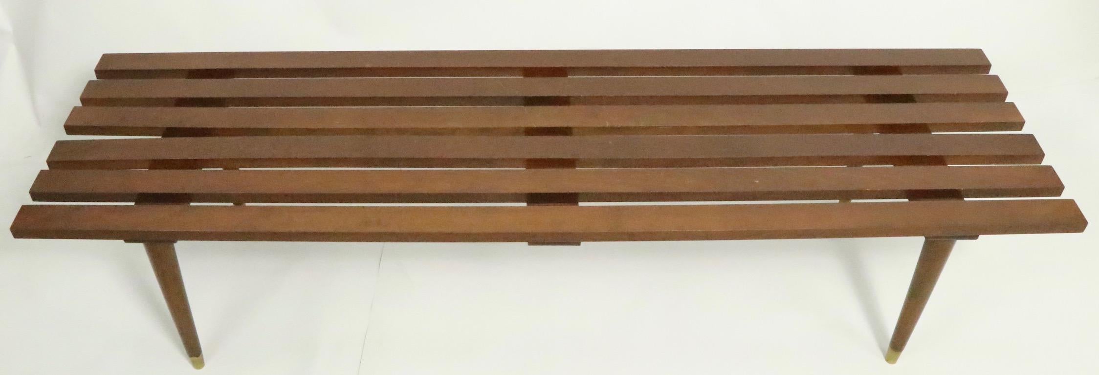 American Classic Mid Century Slat Bench Table