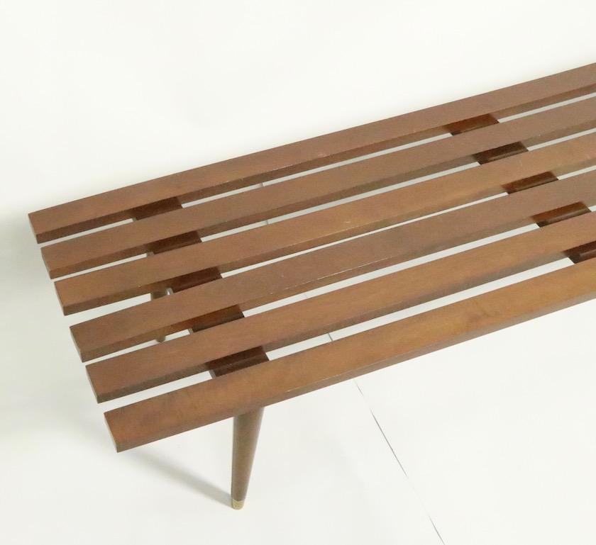 Classic Mid Century Slat Bench Table In Good Condition In New York, NY
