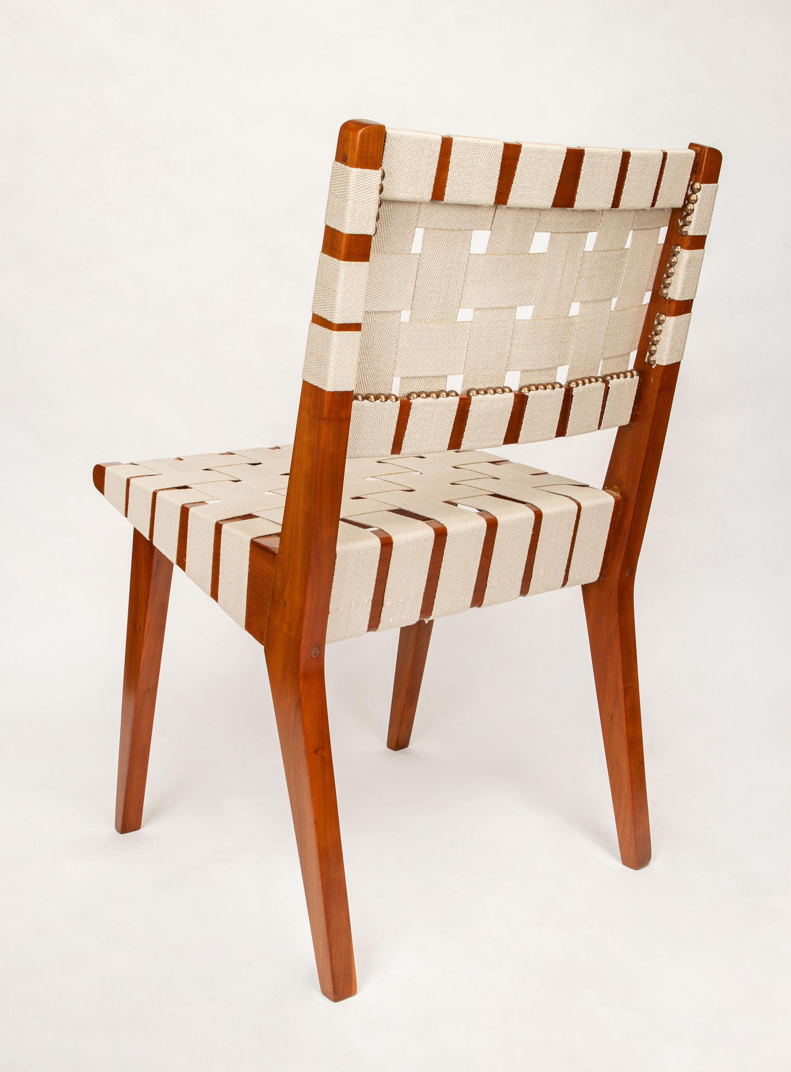 Hand-Woven Classic Jens Risom for Knoll Midcentury Woven Side Chairs, Pair For Sale