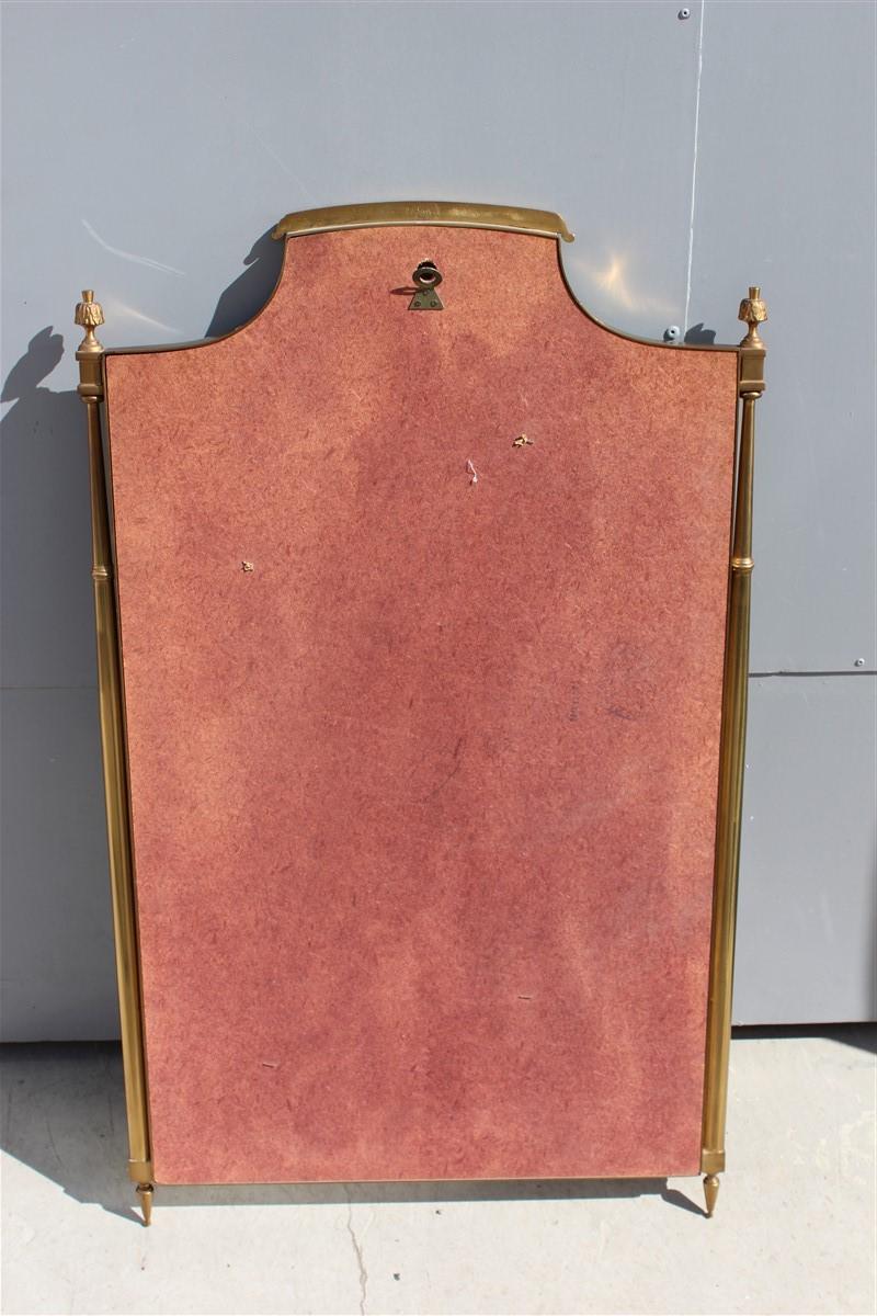 Classic Midcentury Wall Mirror Solid Brass Gold Italian Design, 1950s For Sale 6