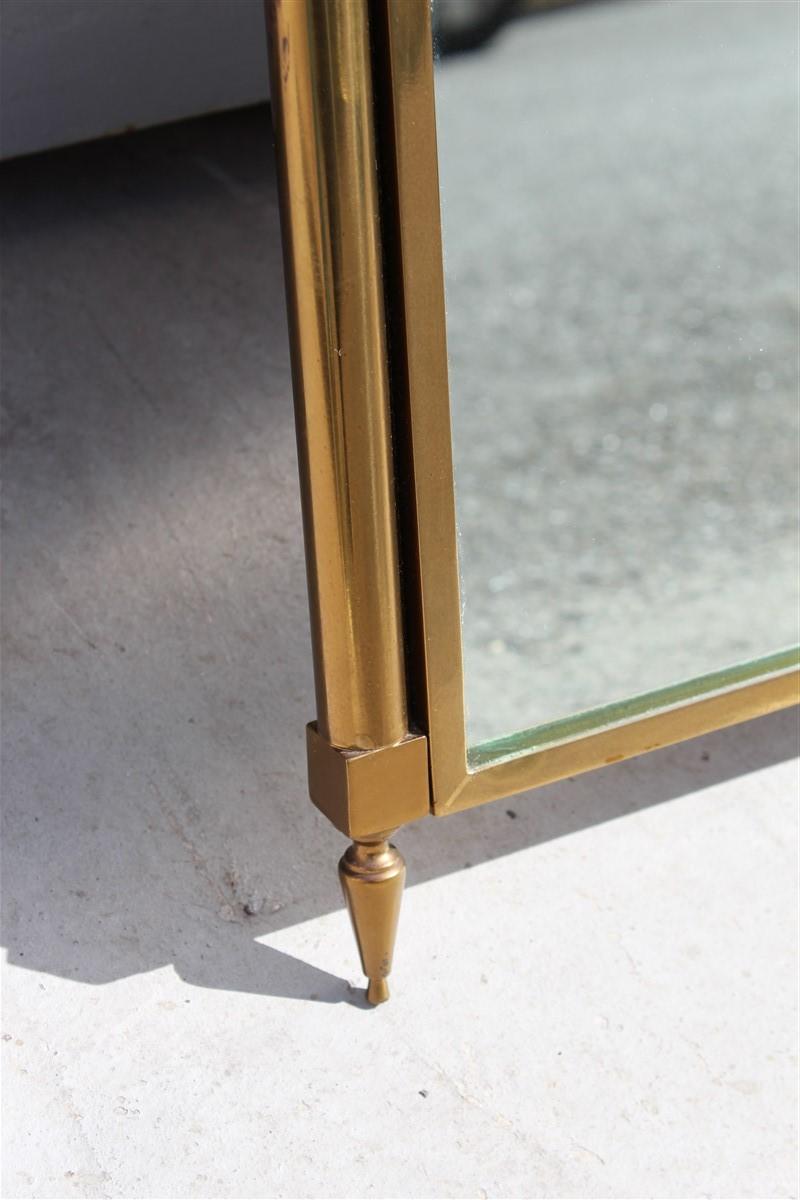 Mid-Century Modern Classic Midcentury Wall Mirror Solid Brass Gold Italian Design, 1950s For Sale