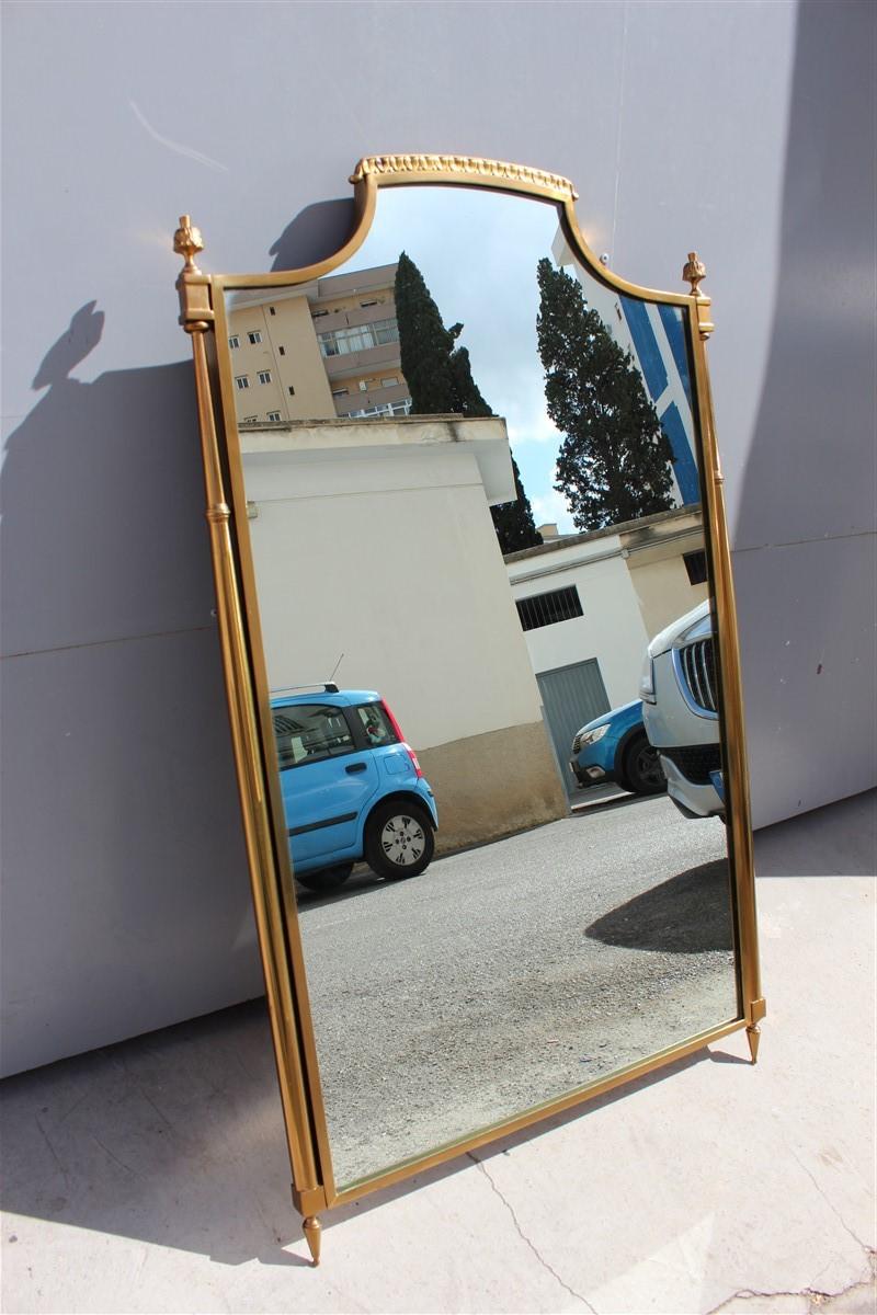 Classic Midcentury Wall Mirror Solid Brass Gold Italian Design, 1950s In Good Condition For Sale In Palermo, Sicily