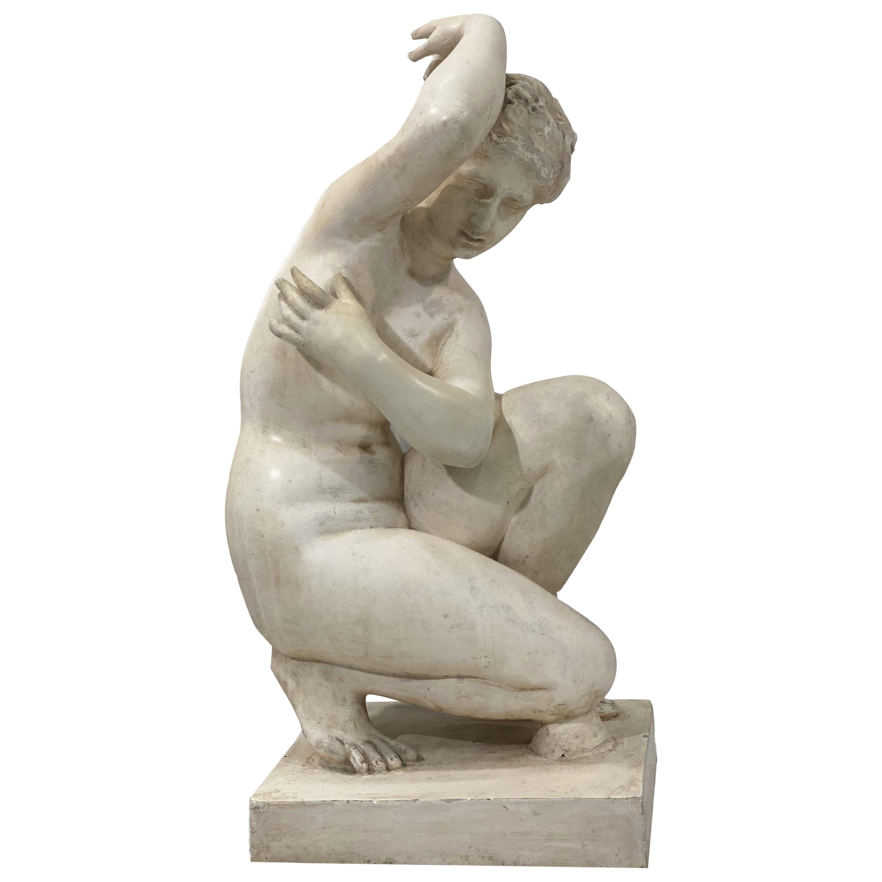 Classic Midcentury French Plaster Statue of a Lady