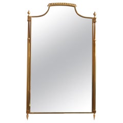 Classic Midcentury Wall Mirror Solid Brass Gold Italian Design, 1950s