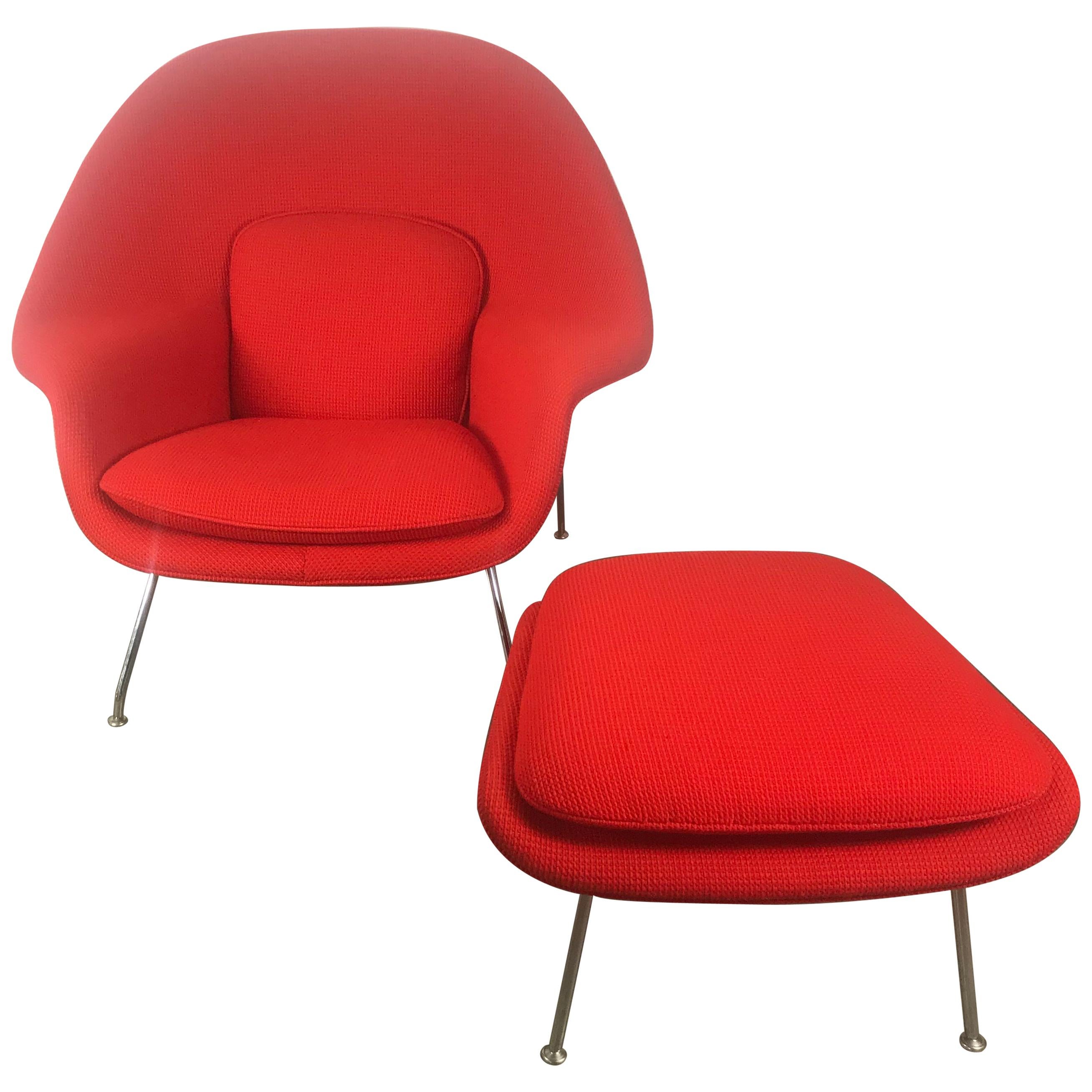 Classic Midcentury Womb Chair and Ottoman by Eero Saarinen for Knoll