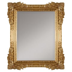 Miroir classique sculpté à la main entièrement décoré en finition feuille d'or, fabriqué en Italie